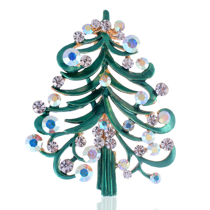 Christmas Tree Rhinestone Brooch P1441