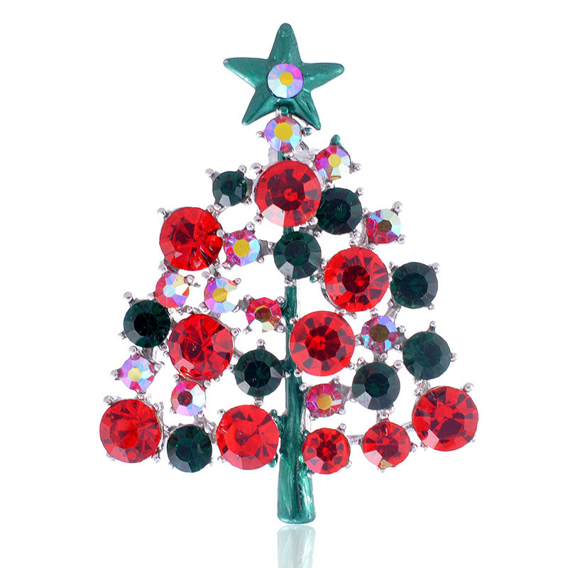 Christmas Tree Rhinestone Brooch P1442