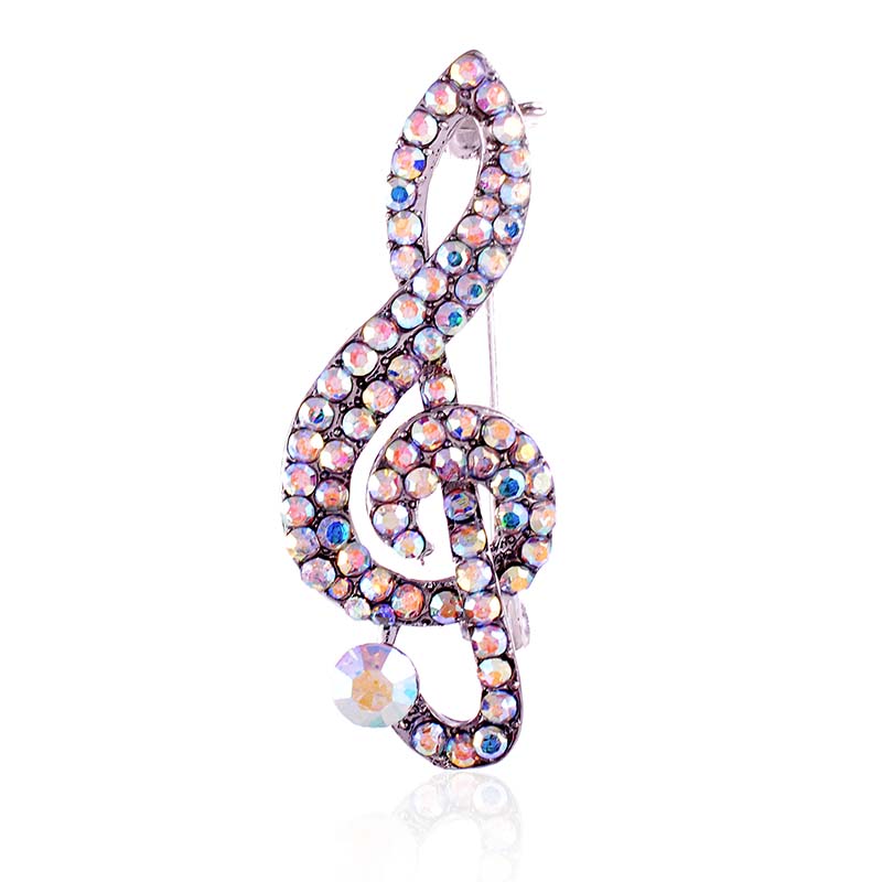Musical Note Rhinestone Brooch P1496