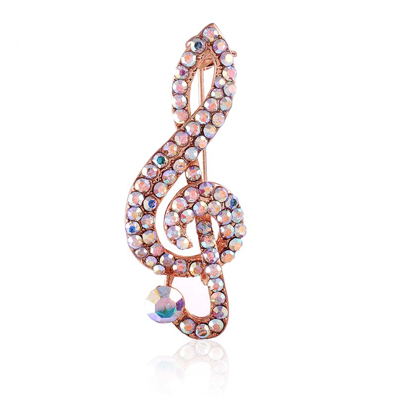 Musical Note Rhinestone Brooch P1496