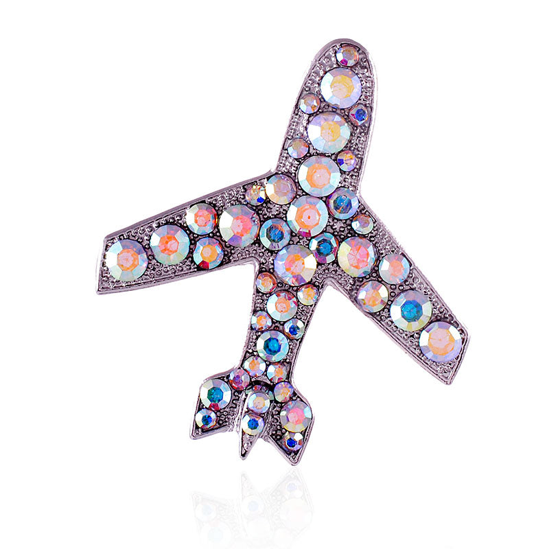 Airplane Rhinestone Brooch P1509
