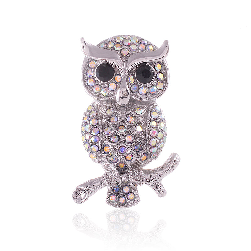 Owl Rhinestone Brooch P1546