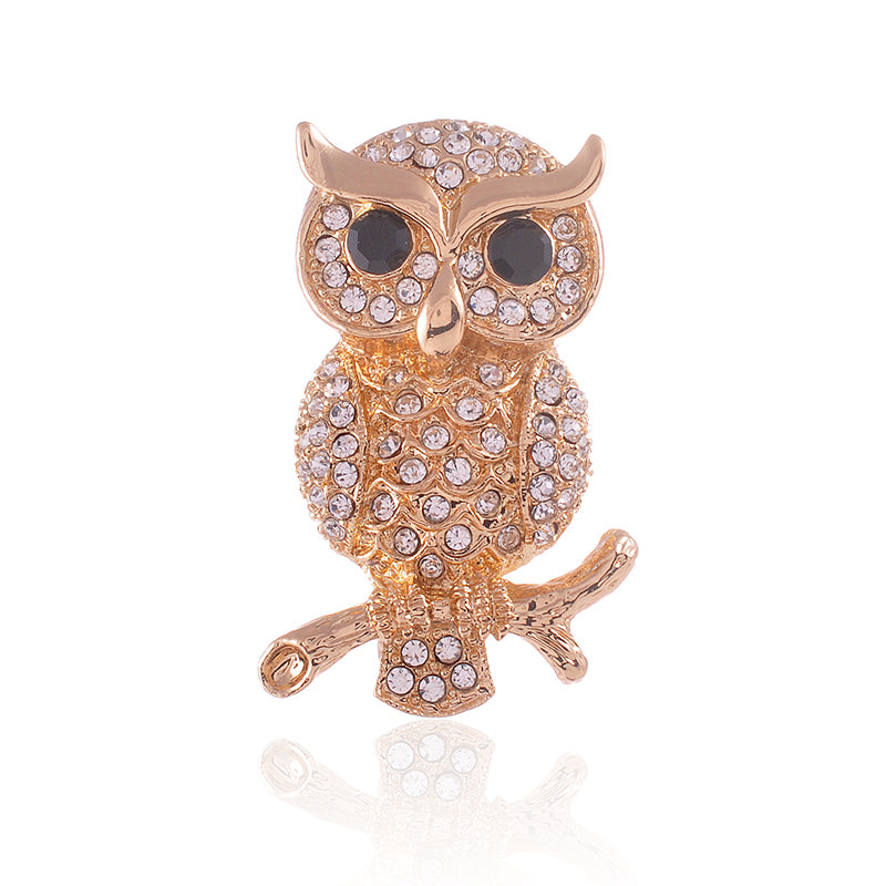 Owl Rhinestone Brooch P1546