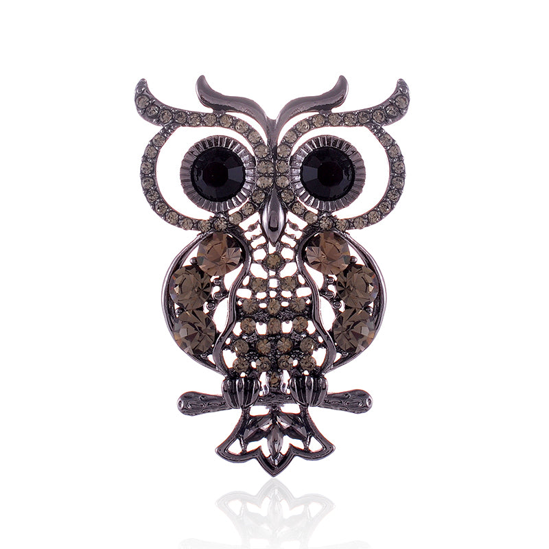 Owl Rhinestone Brooch P1547