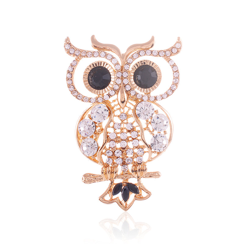 Owl Rhinestone Brooch P1547
