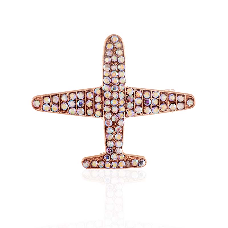 Airplane Rhinestone Brooch P1610