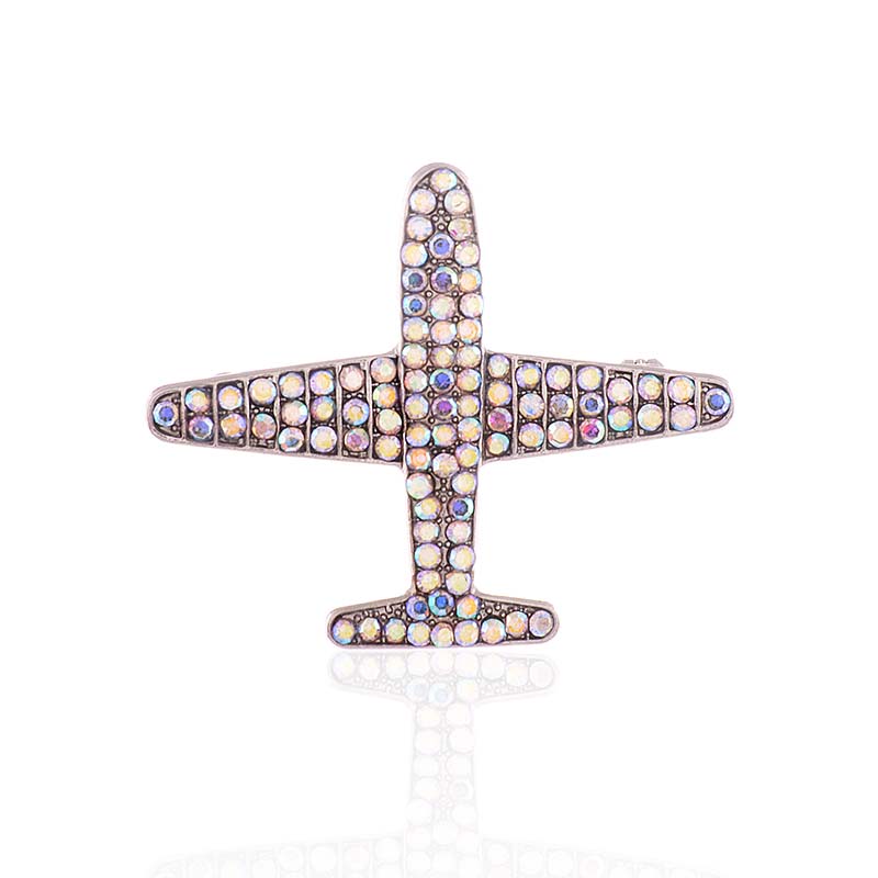 Airplane Rhinestone Brooch P1610