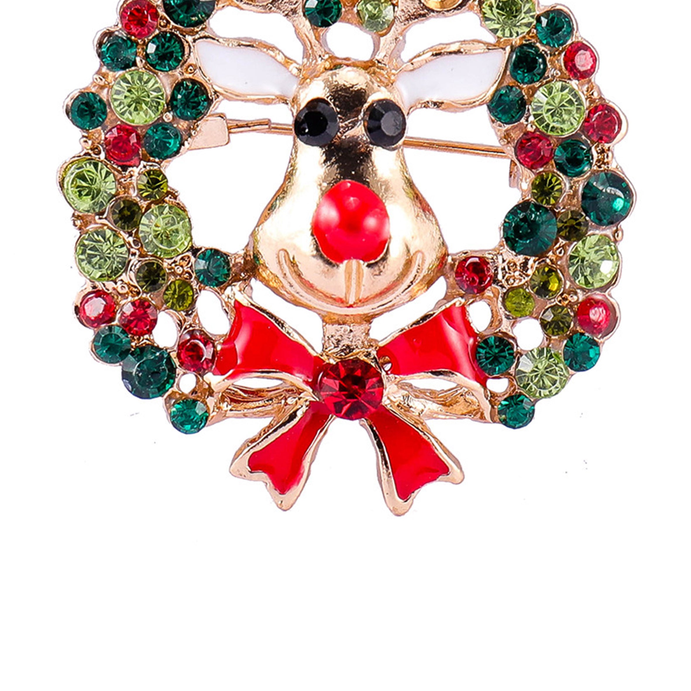 Christmas Elk Deer Rhinestone Brooch PA3192