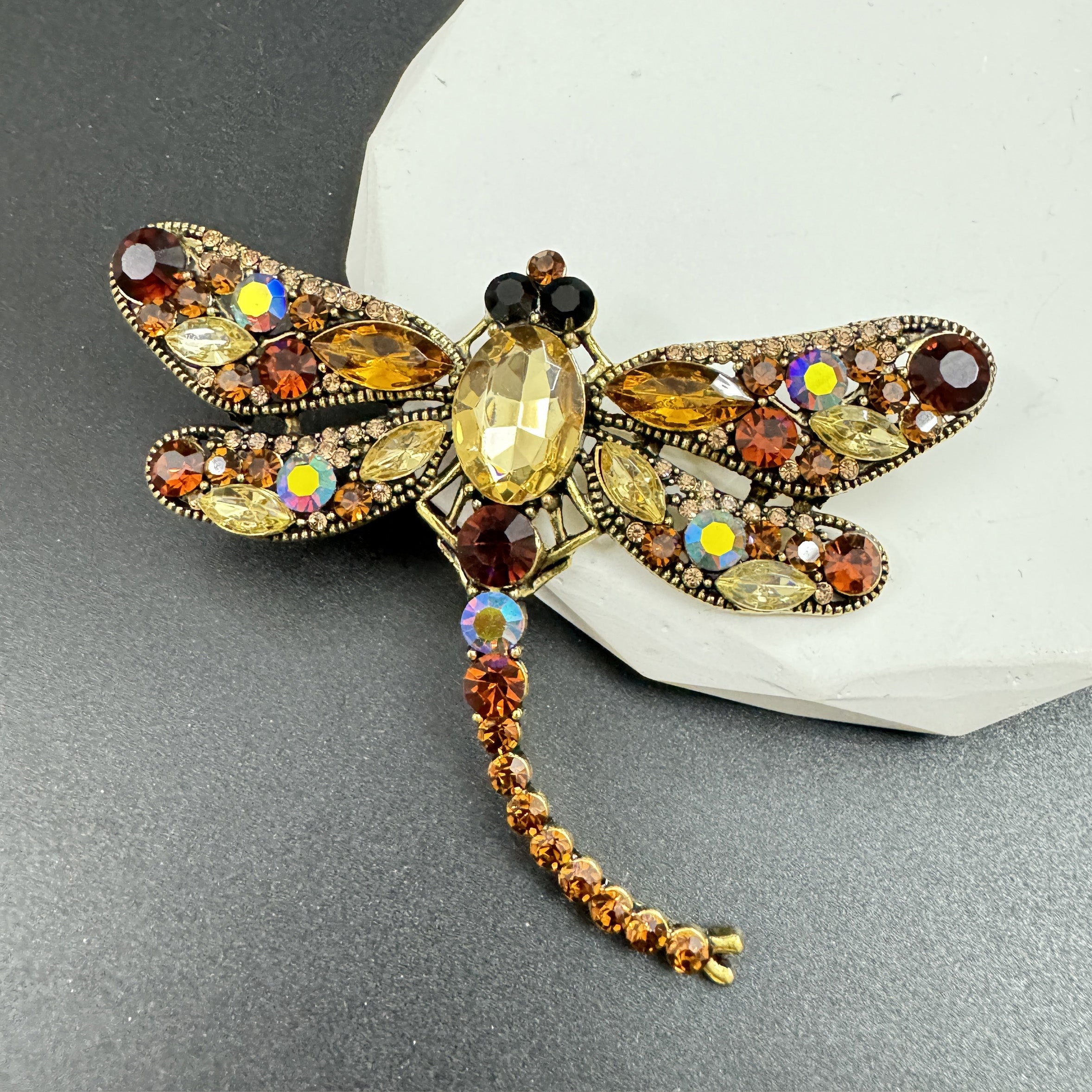 Rhinestone Dragonfly Brooch PA3211 - Large