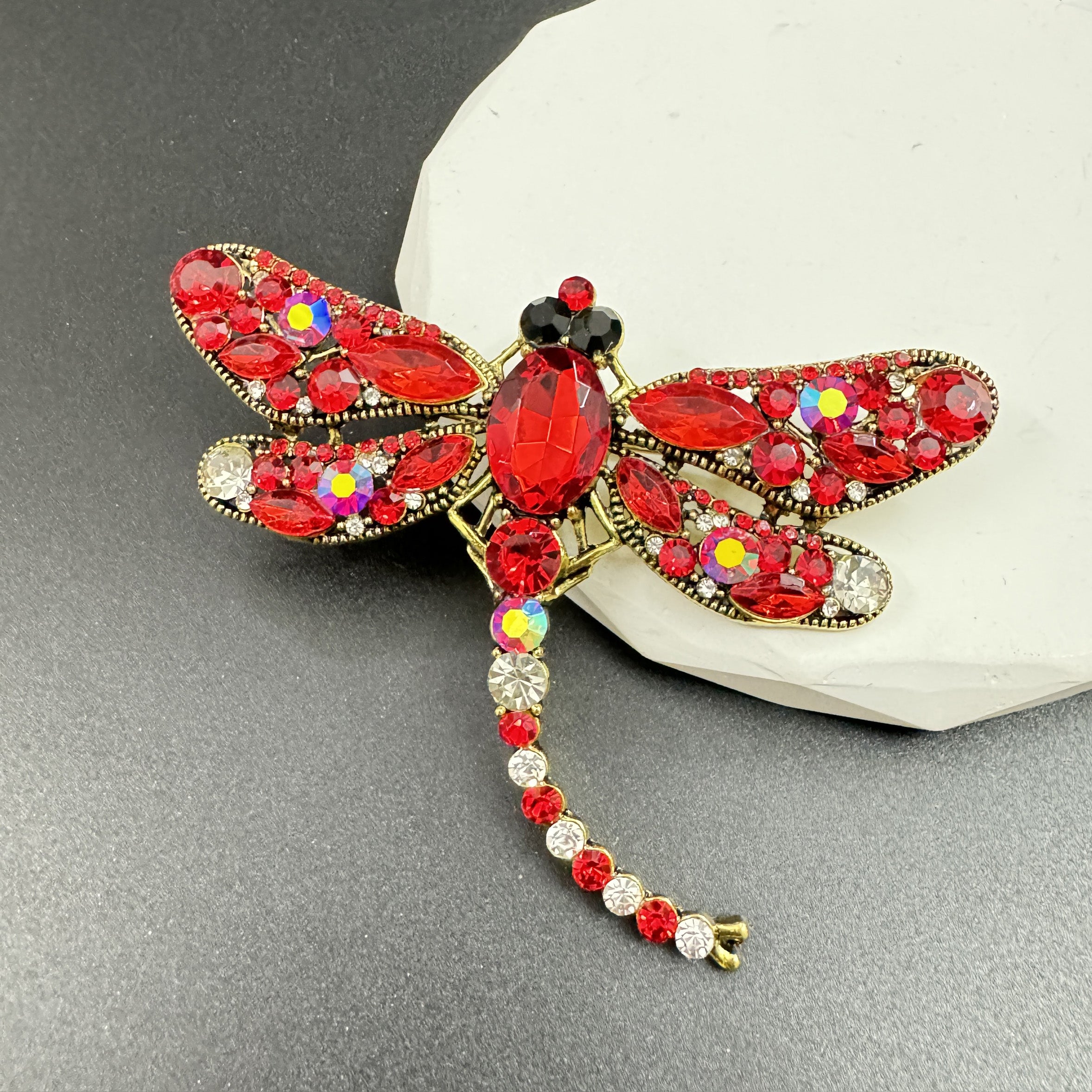 Rhinestone Dragonfly Brooch PA3211 - Large