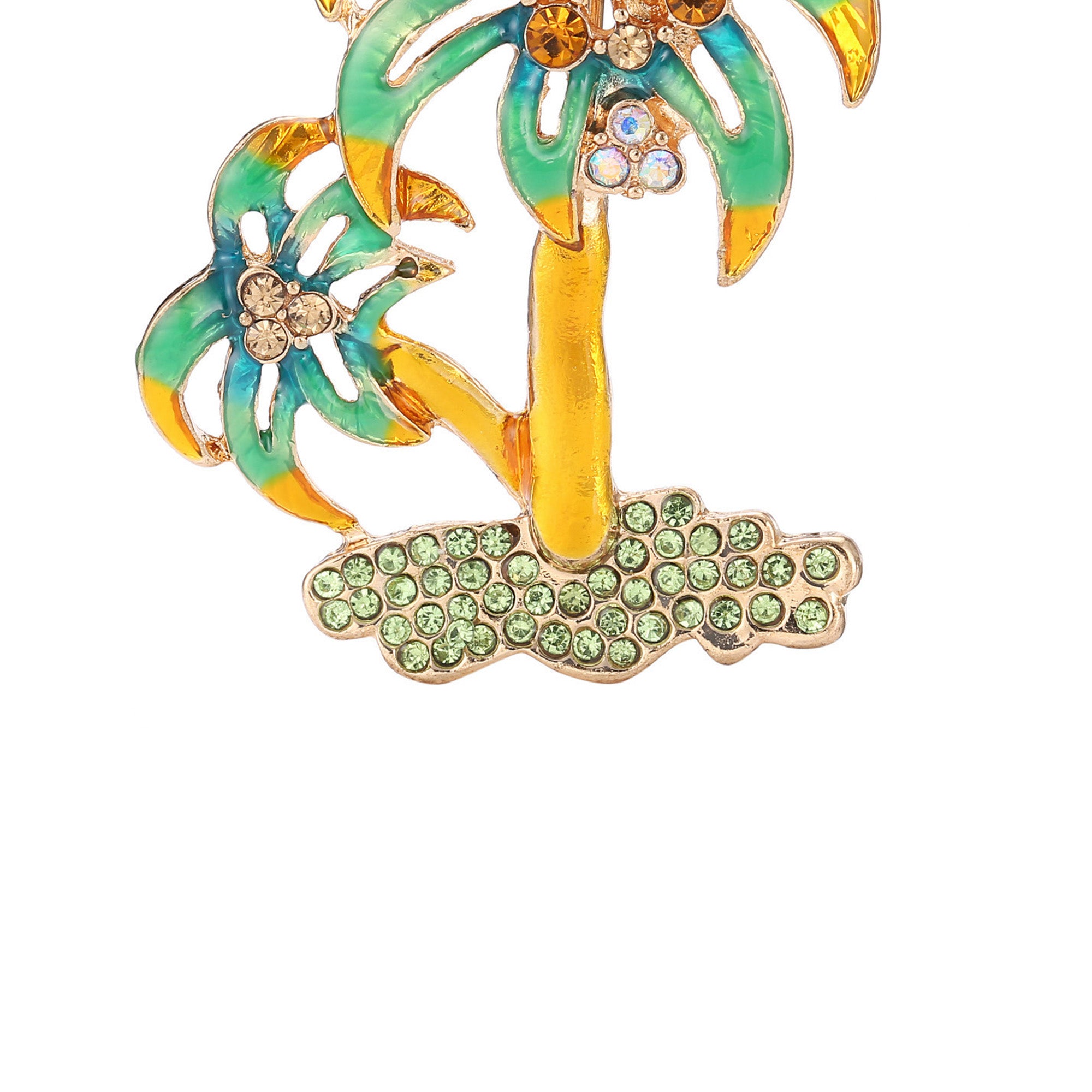 Rhinestone Coconut Tree Brooch PA3235