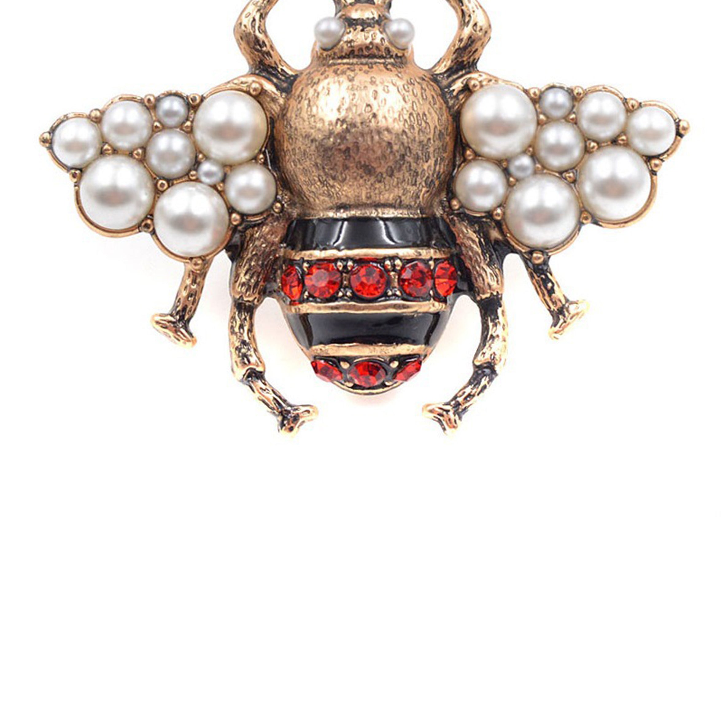 Broches de aleación con forma de abeja y perlas PA3268