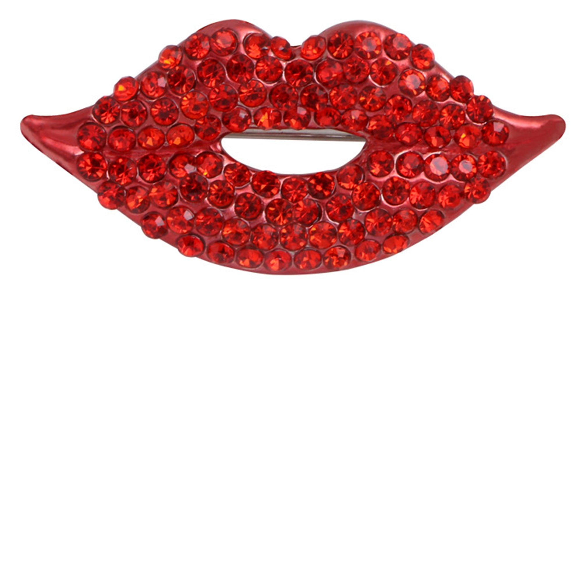 Rhinestone Red Lips Brooch PA3307