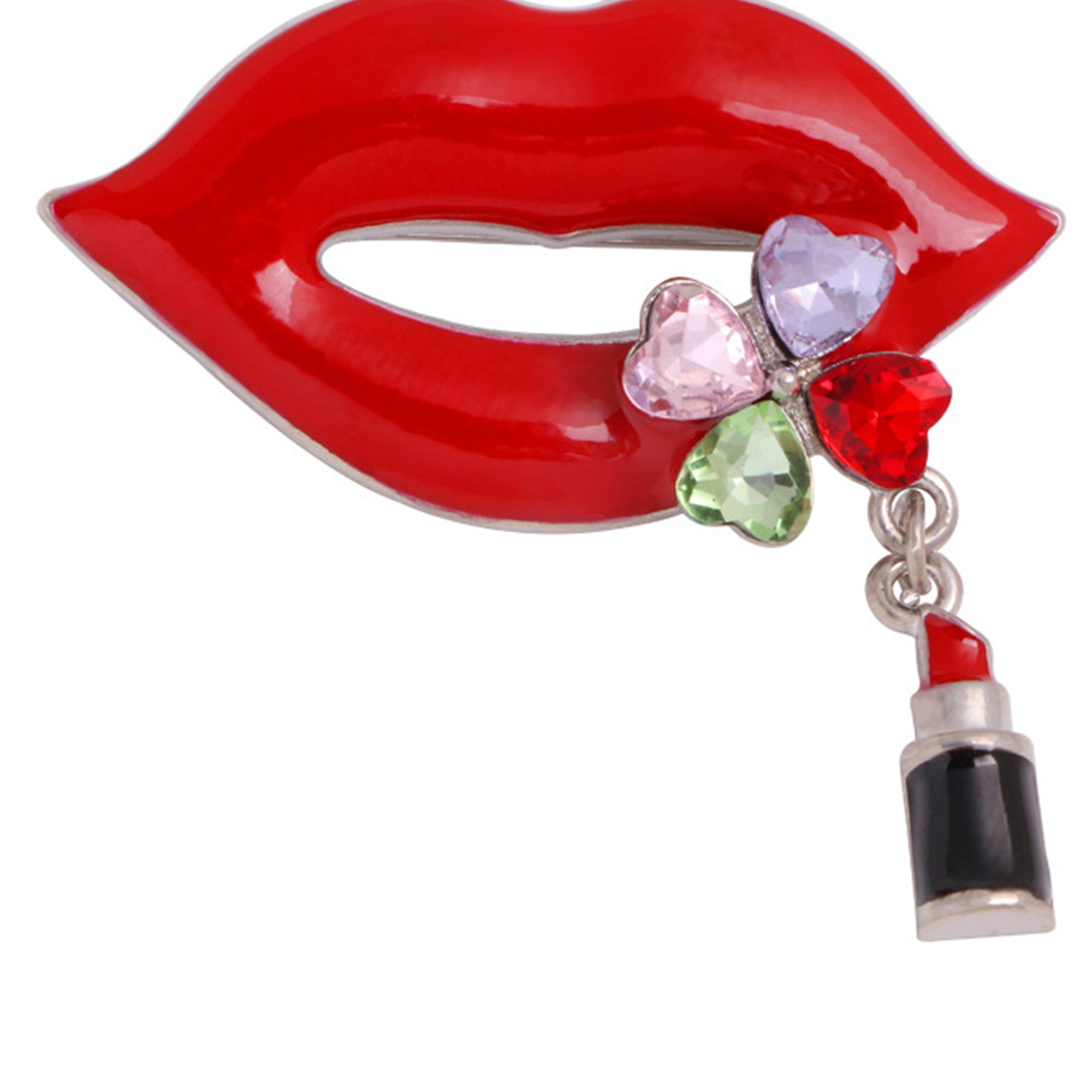 Rhinestone Red Lips Brooch PA3307