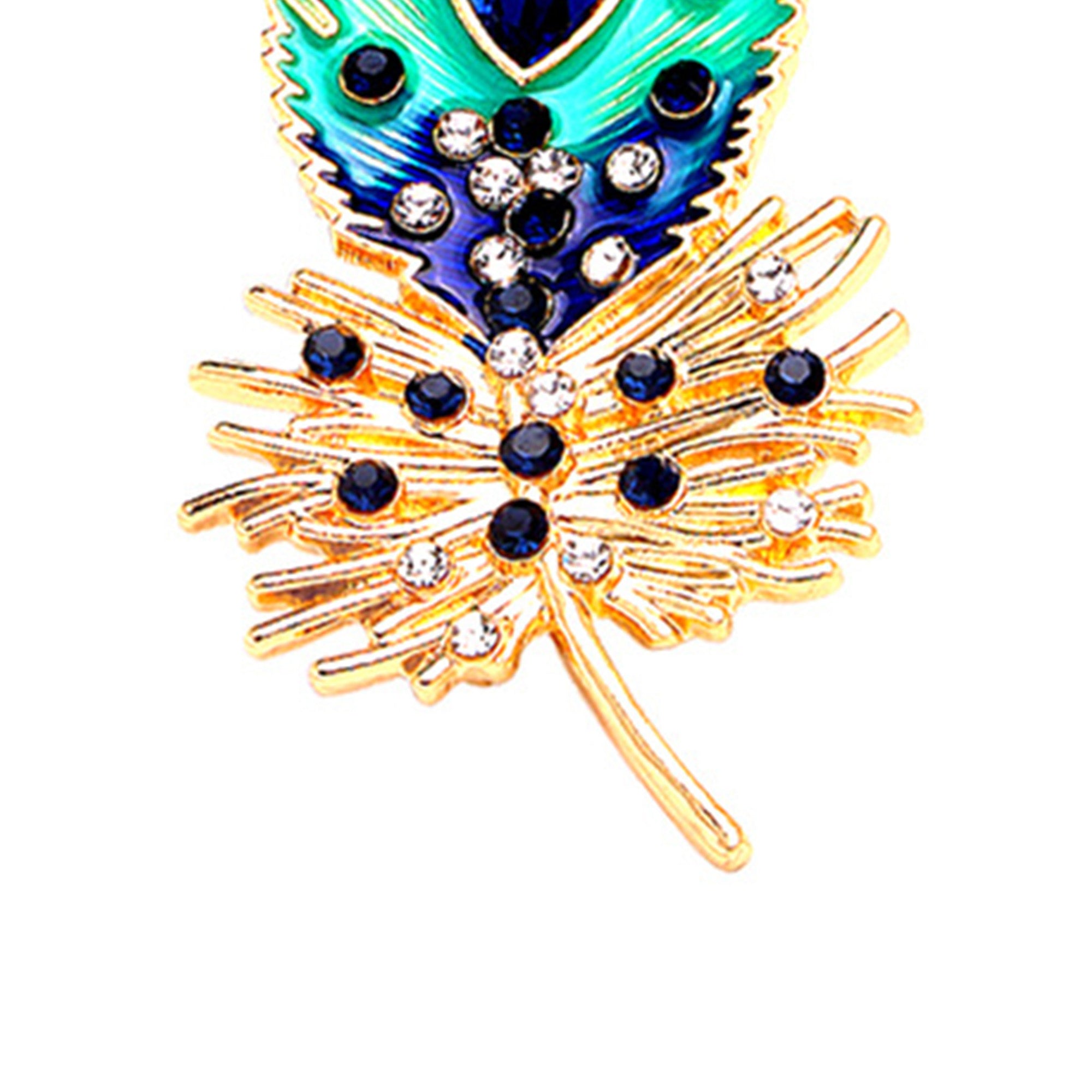 Peacock Feather Rhinestone Brooch PA3527