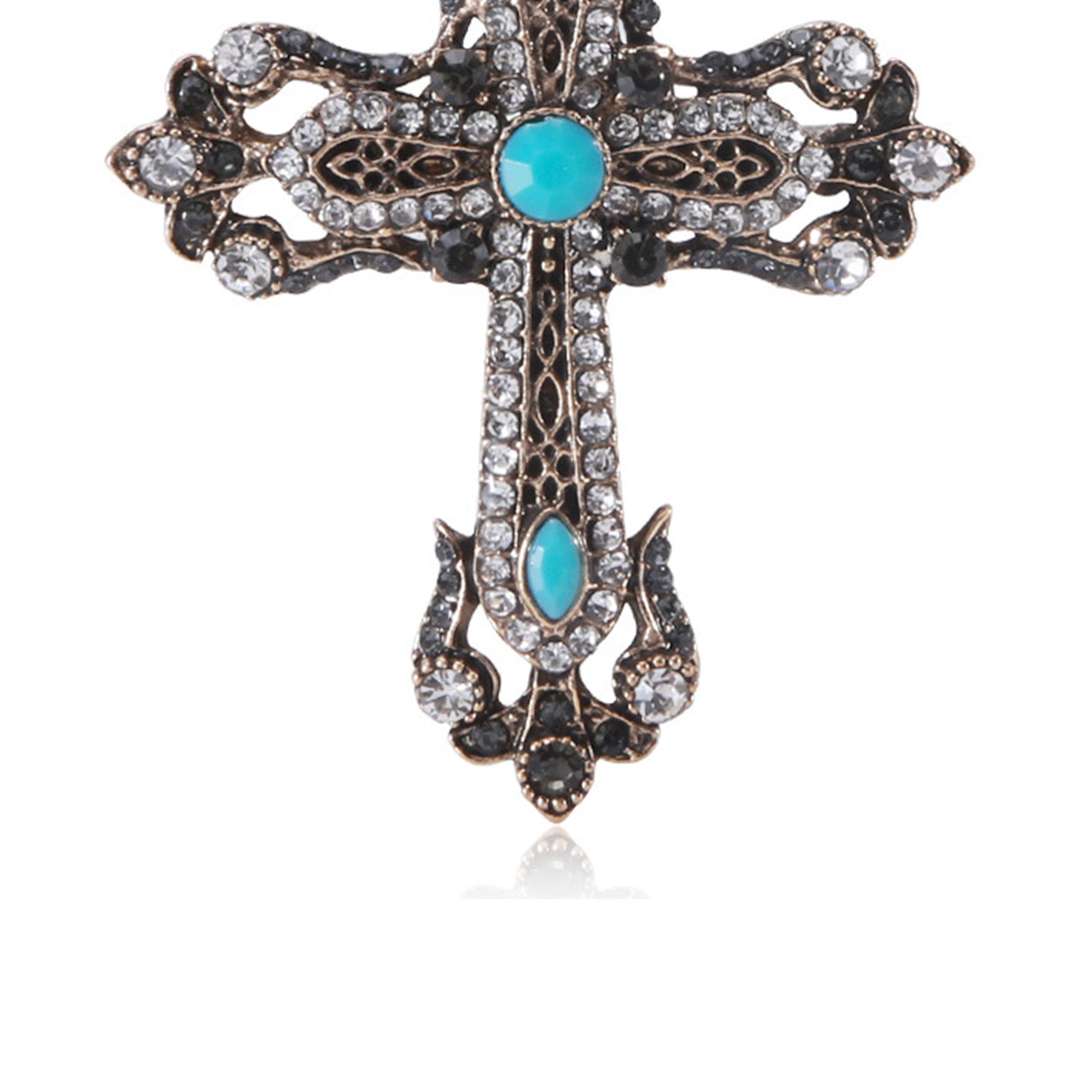 Broche de perlas y diamantes de imitación en forma de cruz PA3845