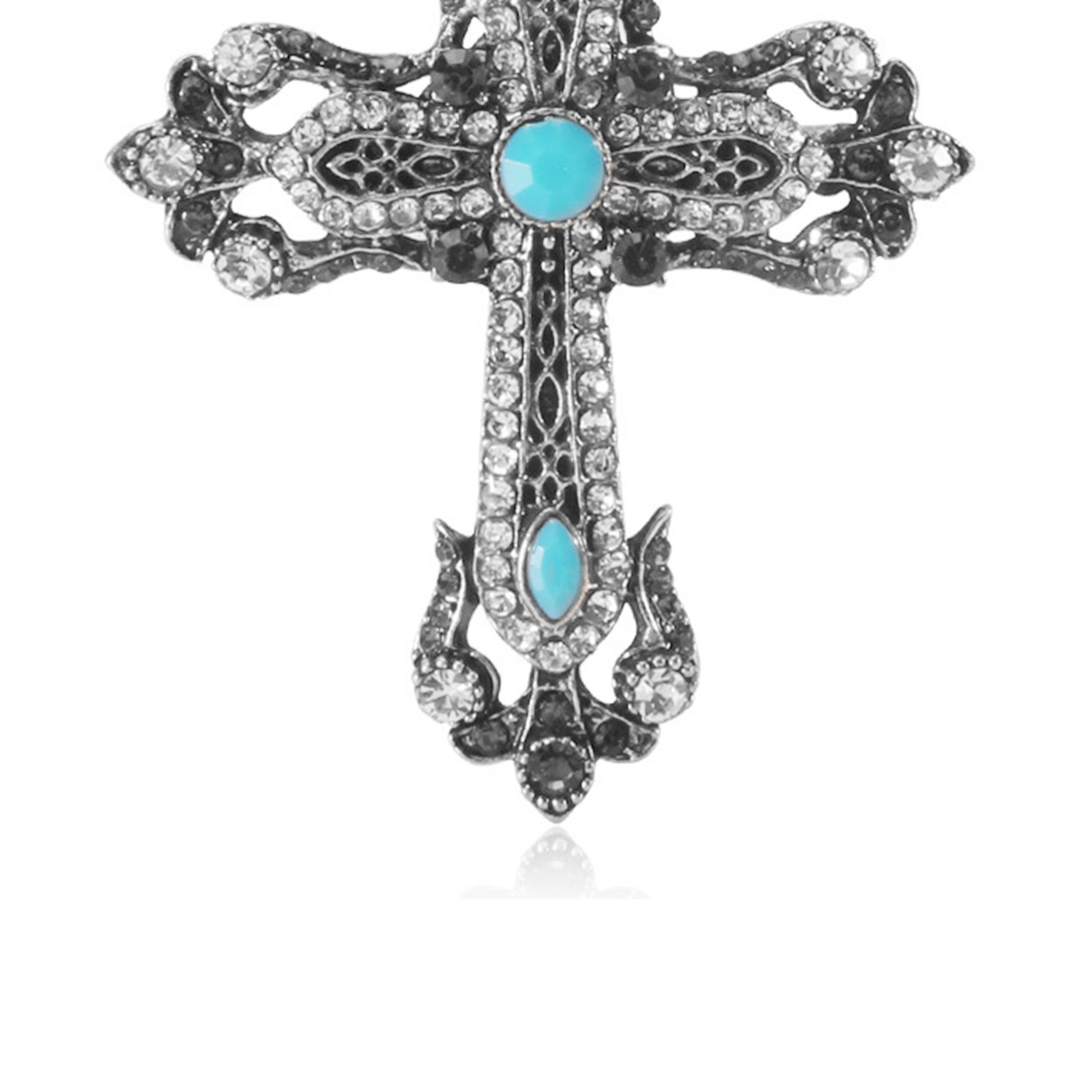 Broche de perlas y diamantes de imitación en forma de cruz PA3845