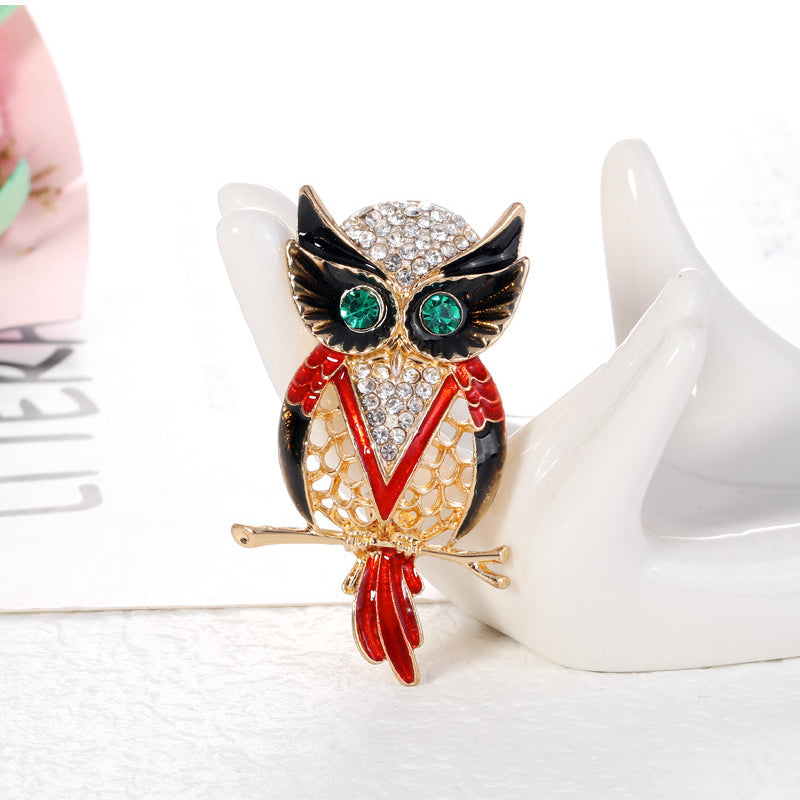 Owl Rhinestone Brooch PA3924