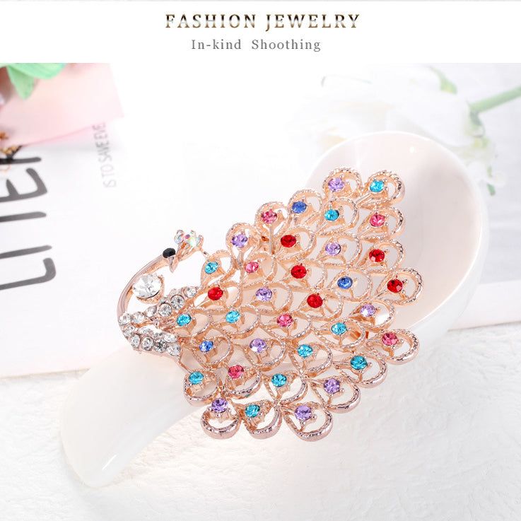 Peacock Rhinestone Brooch PA3925
