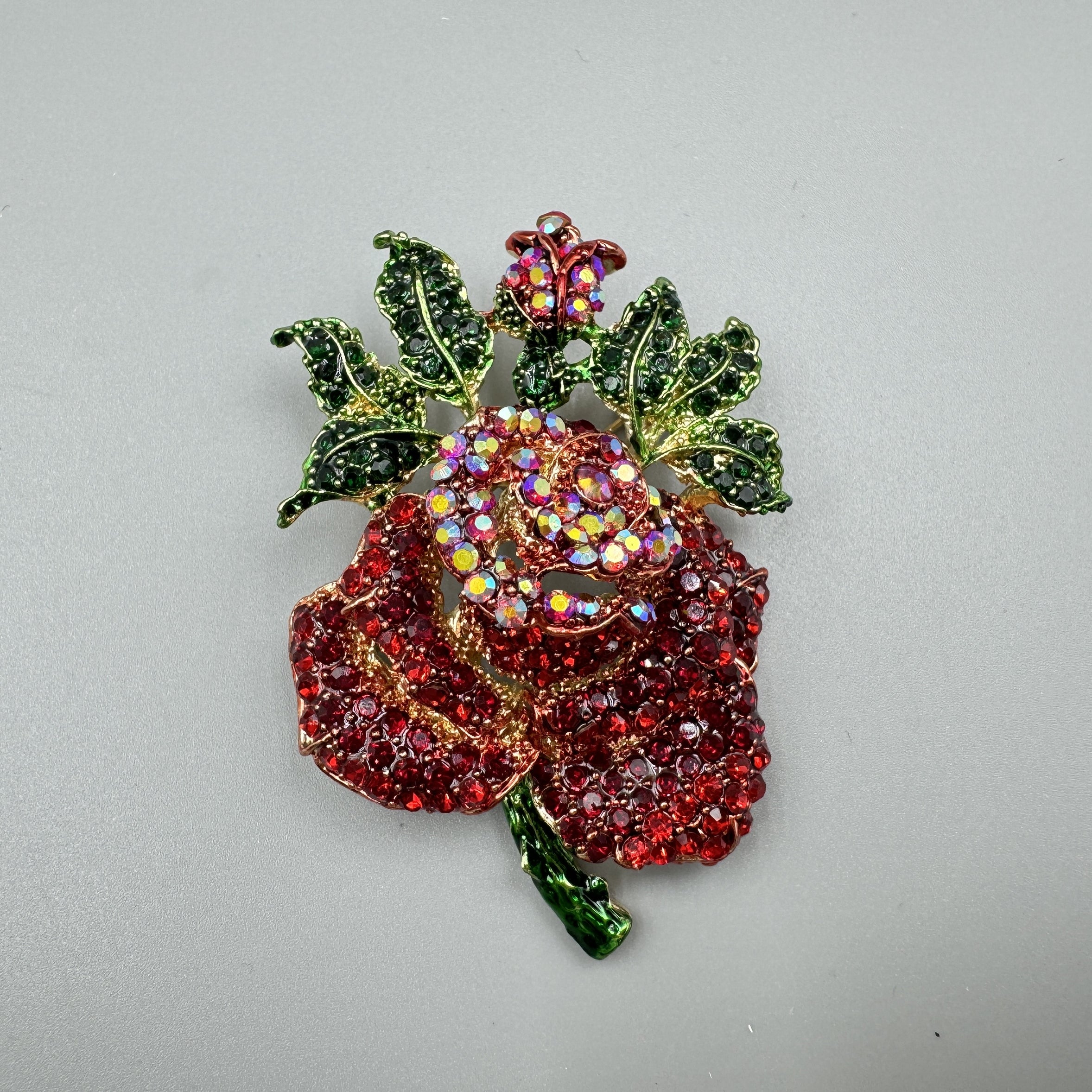 Broche de diamantes de imitación en forma de rosa PA4071