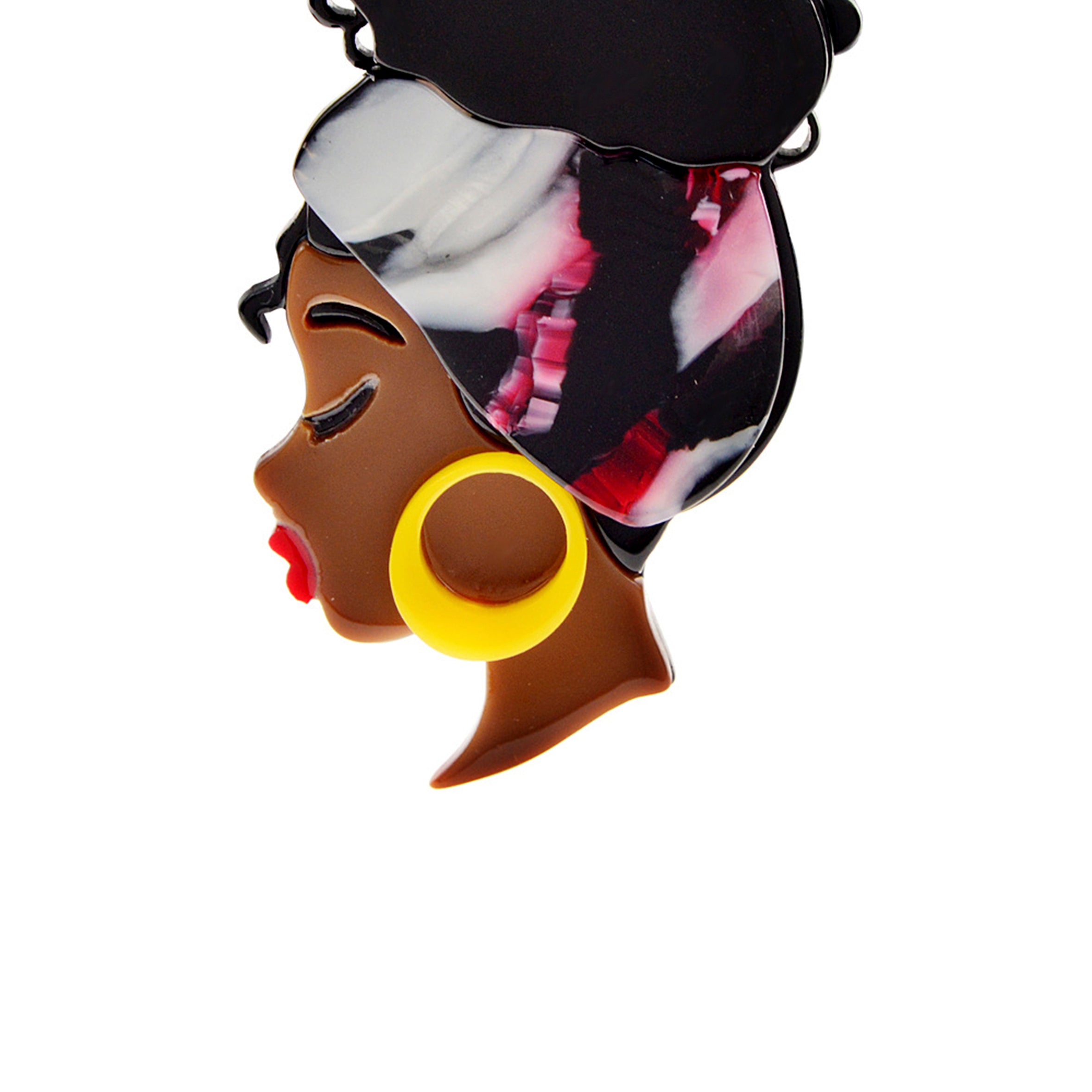 Headscarf Big Earrings Girl Acrylic Brooch PA4091