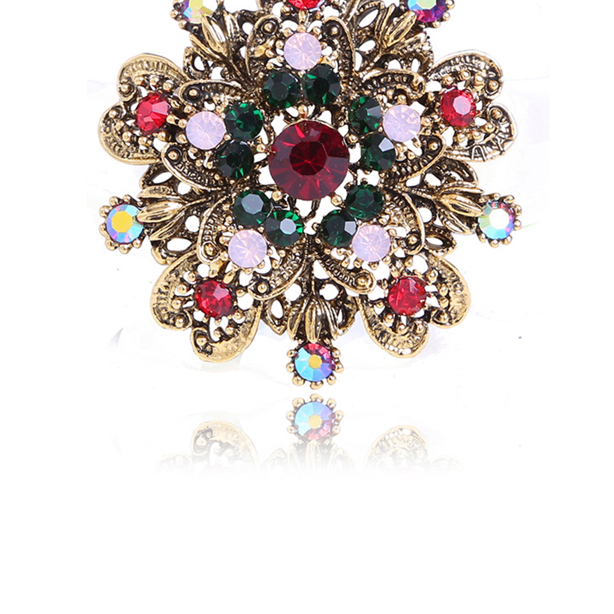 Multicolor Rhinestone Wreath Brooch PA4205