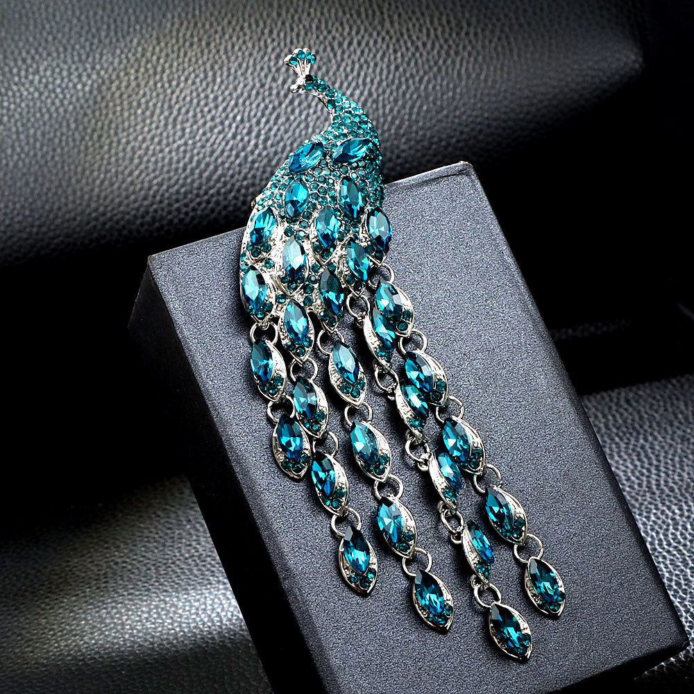 Peacock Alloy Rhinestone Brooch PA4355