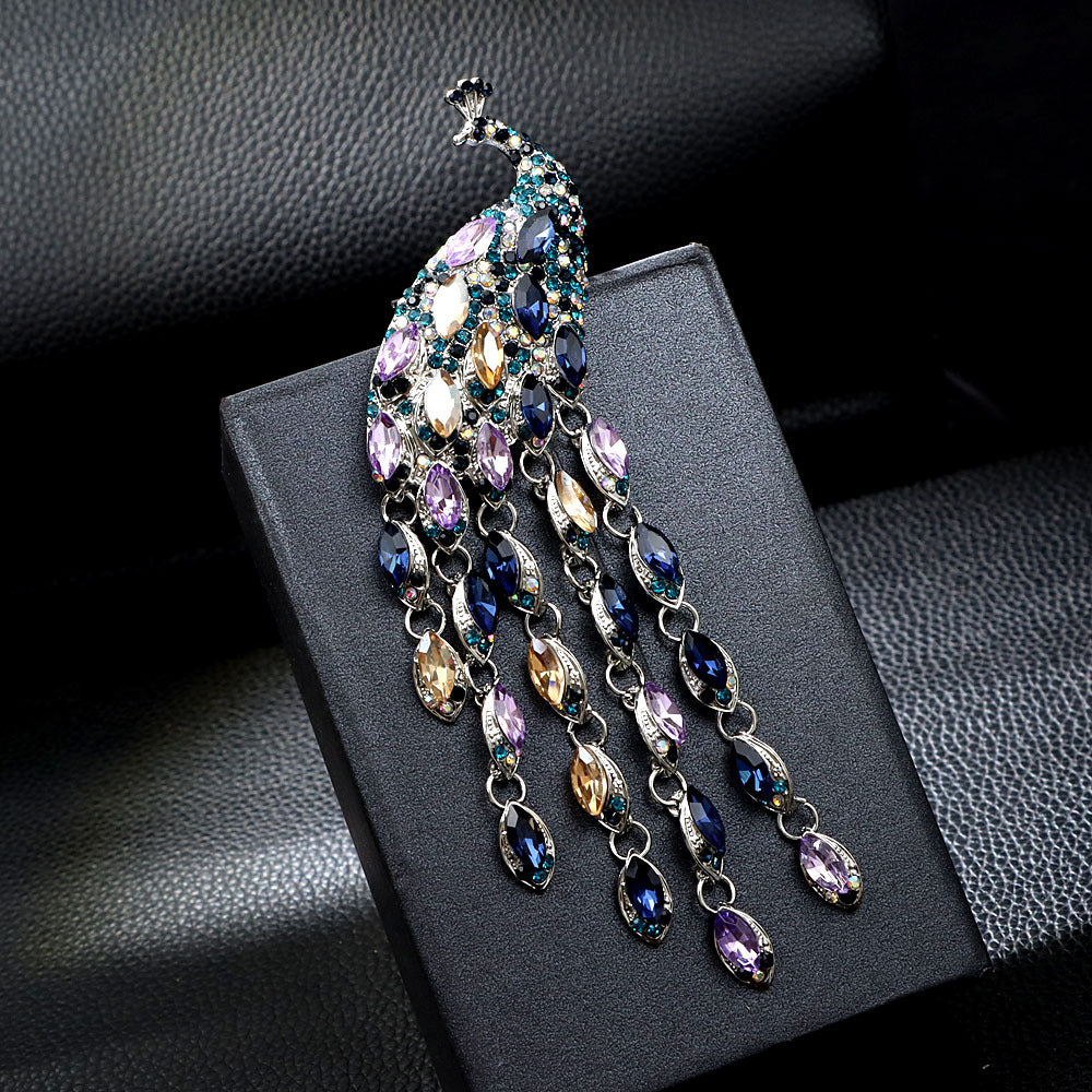 Peacock Alloy Rhinestone Brooch PA4355