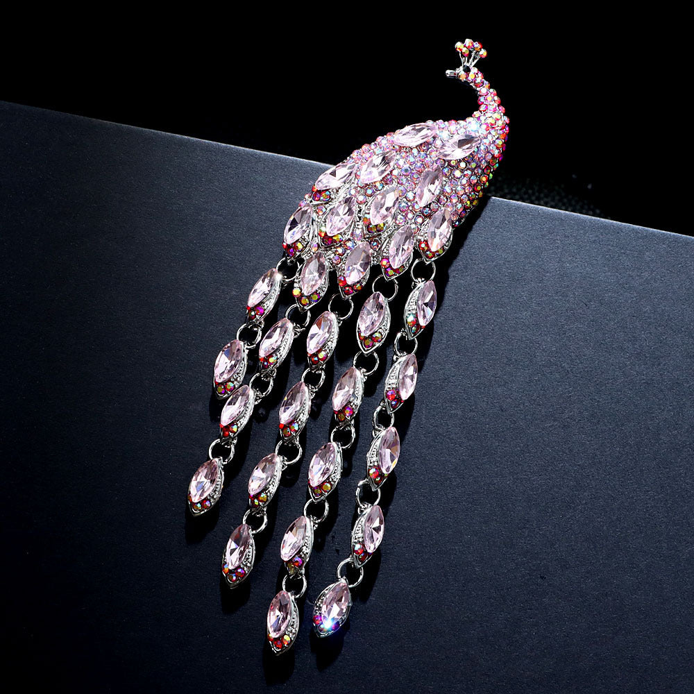 Peacock Alloy Rhinestone Brooch PA4355