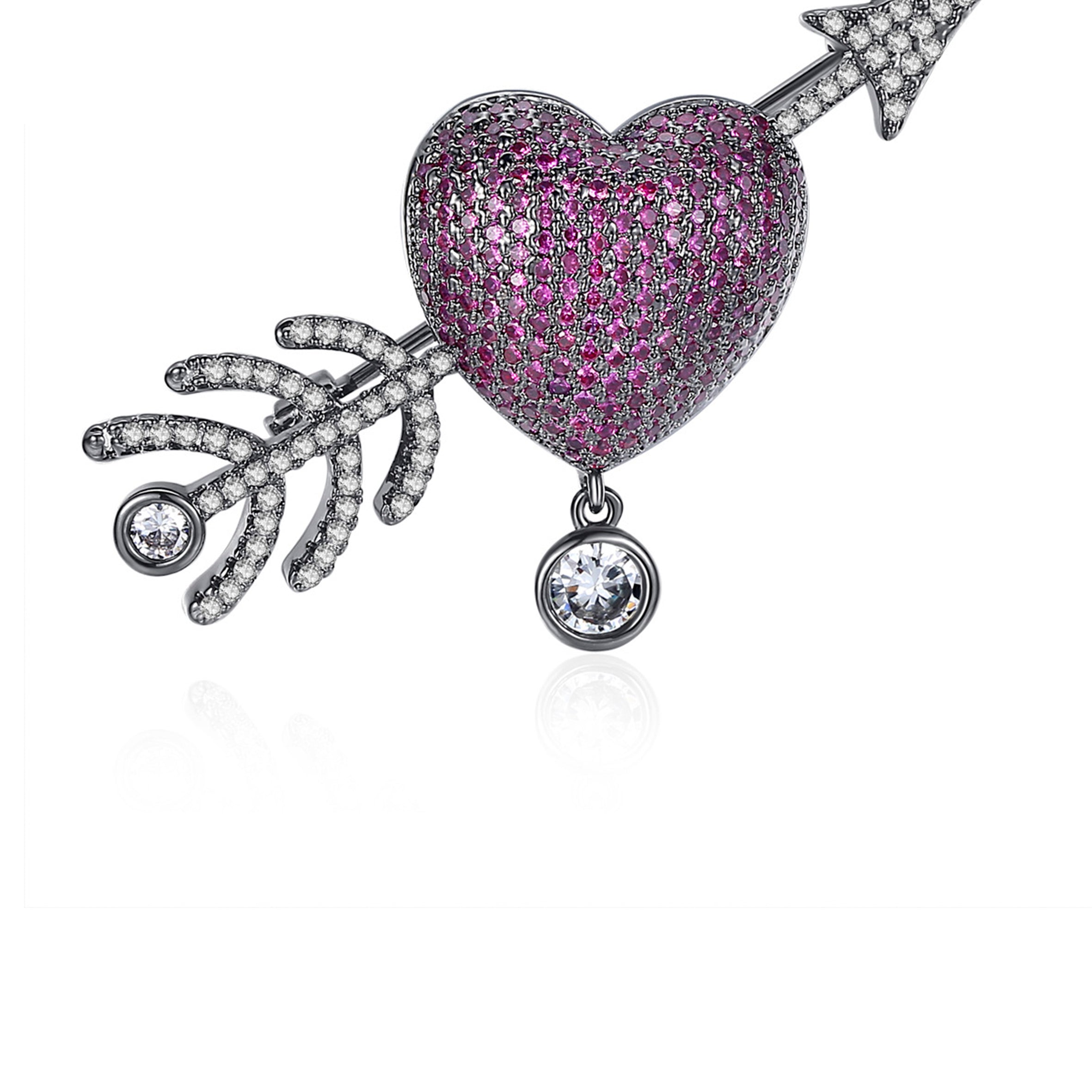 Piercing Arrow Heart Cubic Zirconia Brooch PA4392