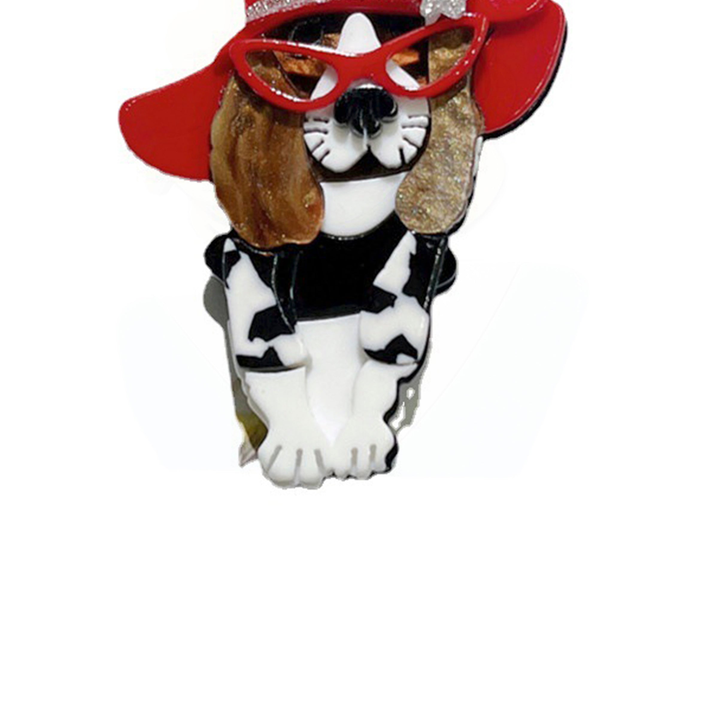 Hat Glasses Dog Acrylic Brooch PA4416
