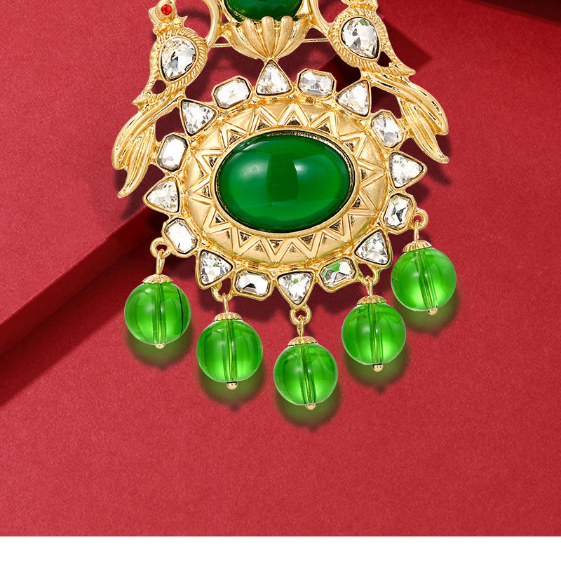 Peacock Tassel Rhinestone Brooch PA4619