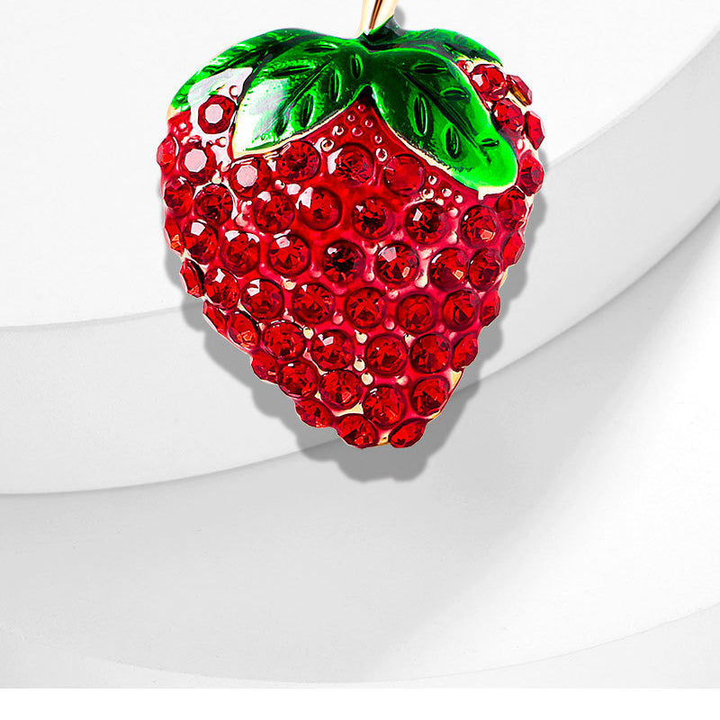 Strawberry Rhinestone Brooch PA4714