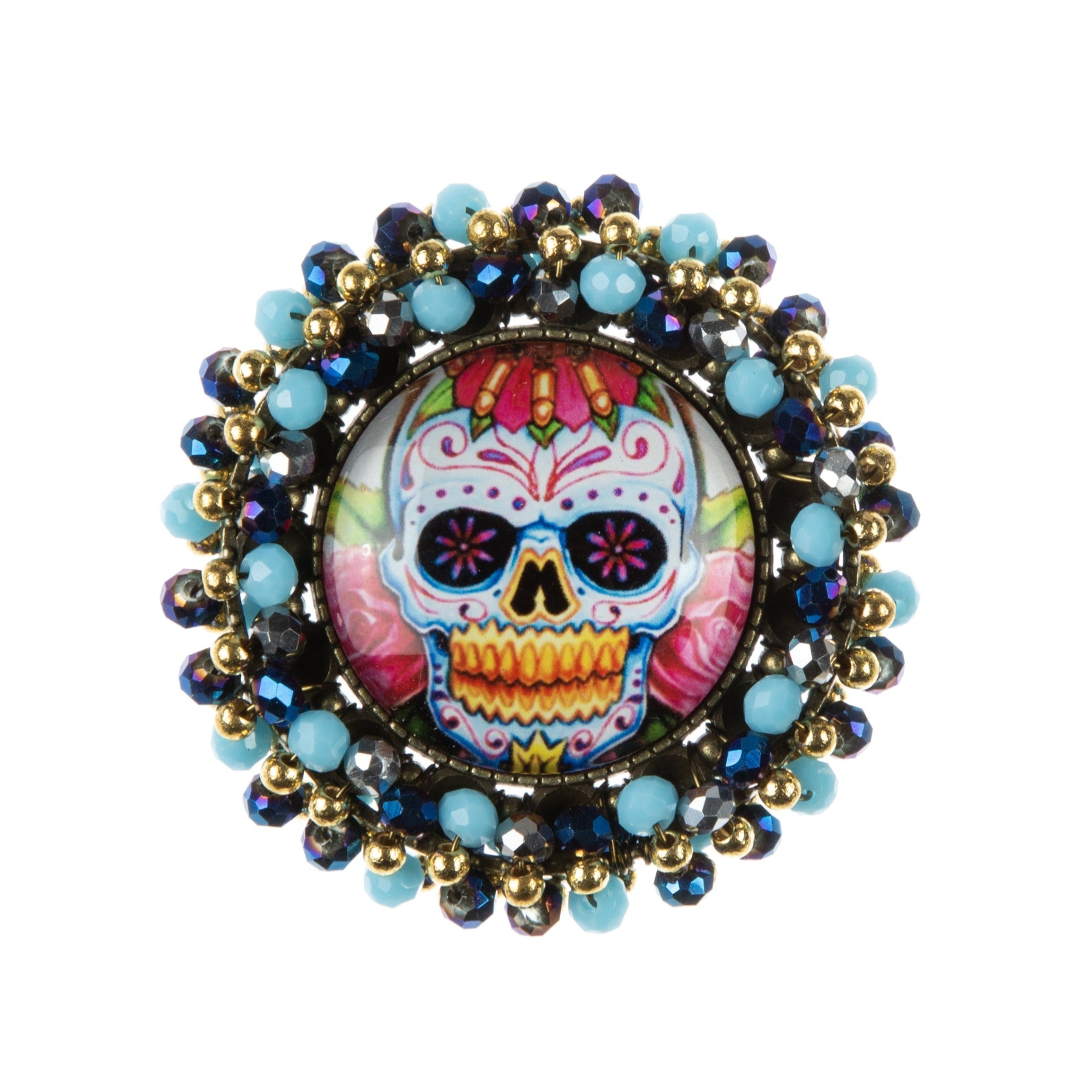 Random Skull Seed Bead Braided Brooch PA4977