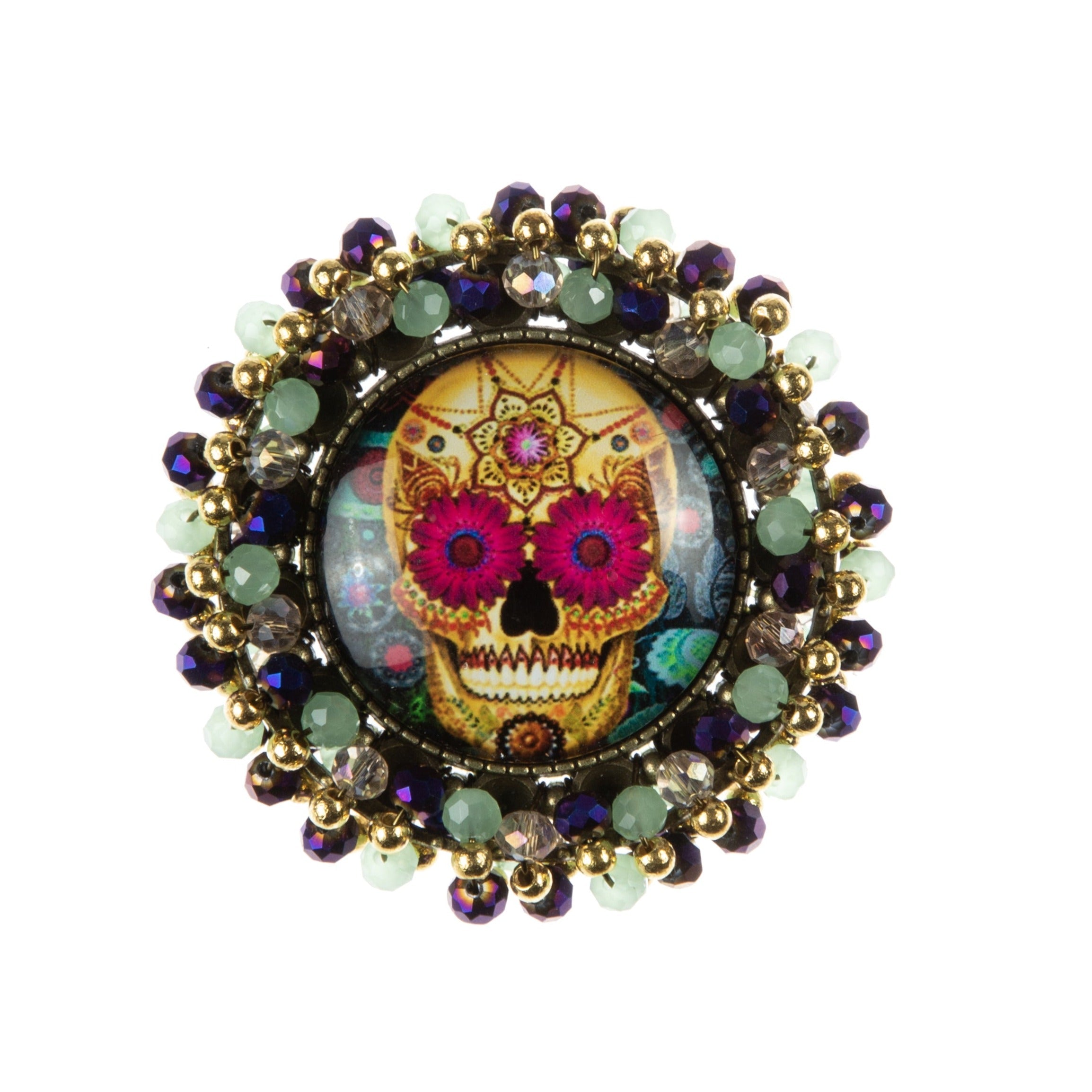 Random Skull Seed Bead Braided Brooch PA4977