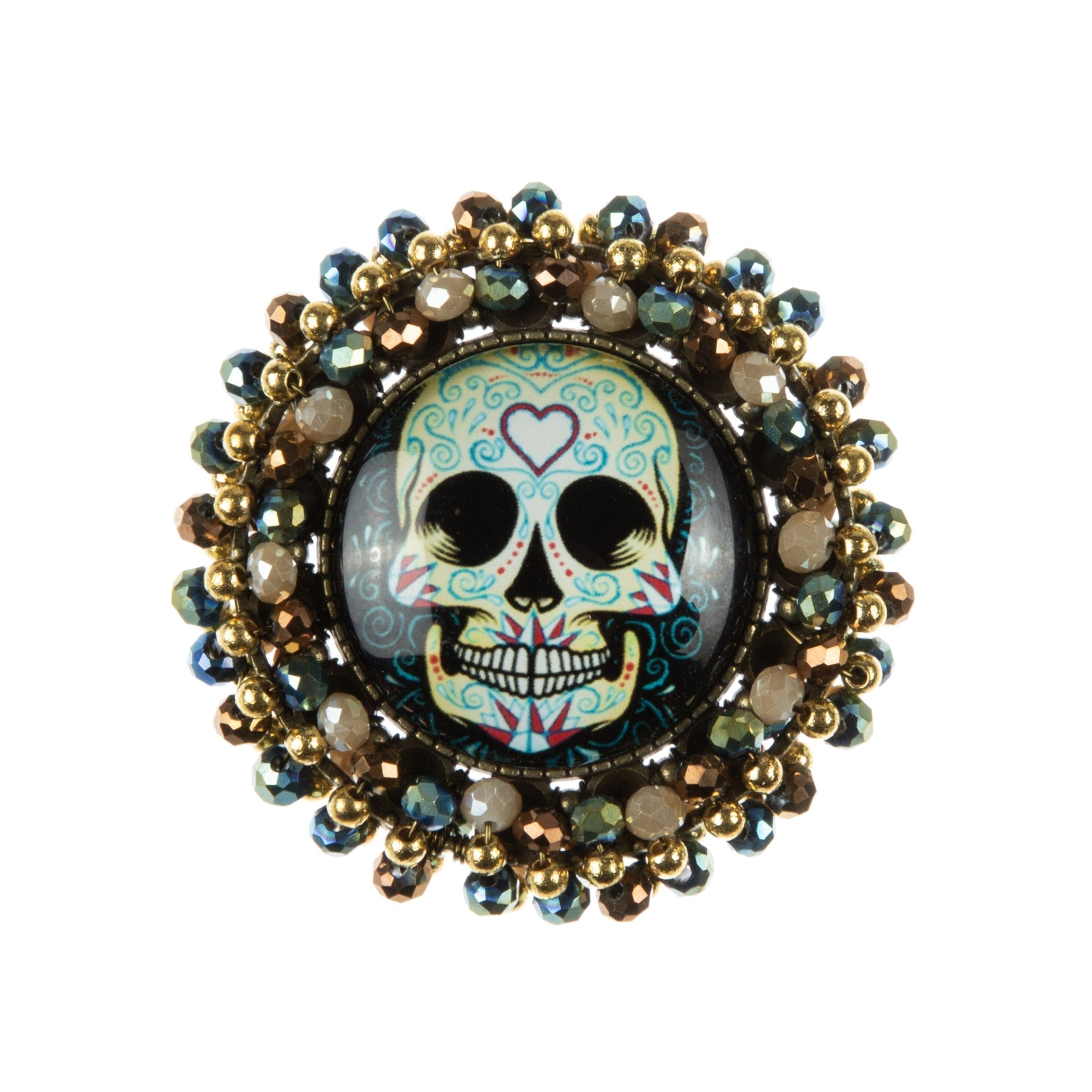 Random Skull Seed Bead Braided Brooch PA4977
