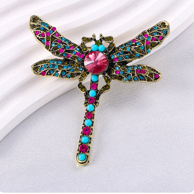 Broche de libélula con alas de diamantes de imitación PA5136