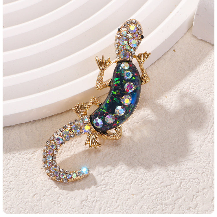 Rhinestone Lizard Animal Brooch PA5271