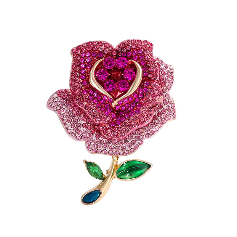 Rose Rhinestone Alloy Brooch PA5675