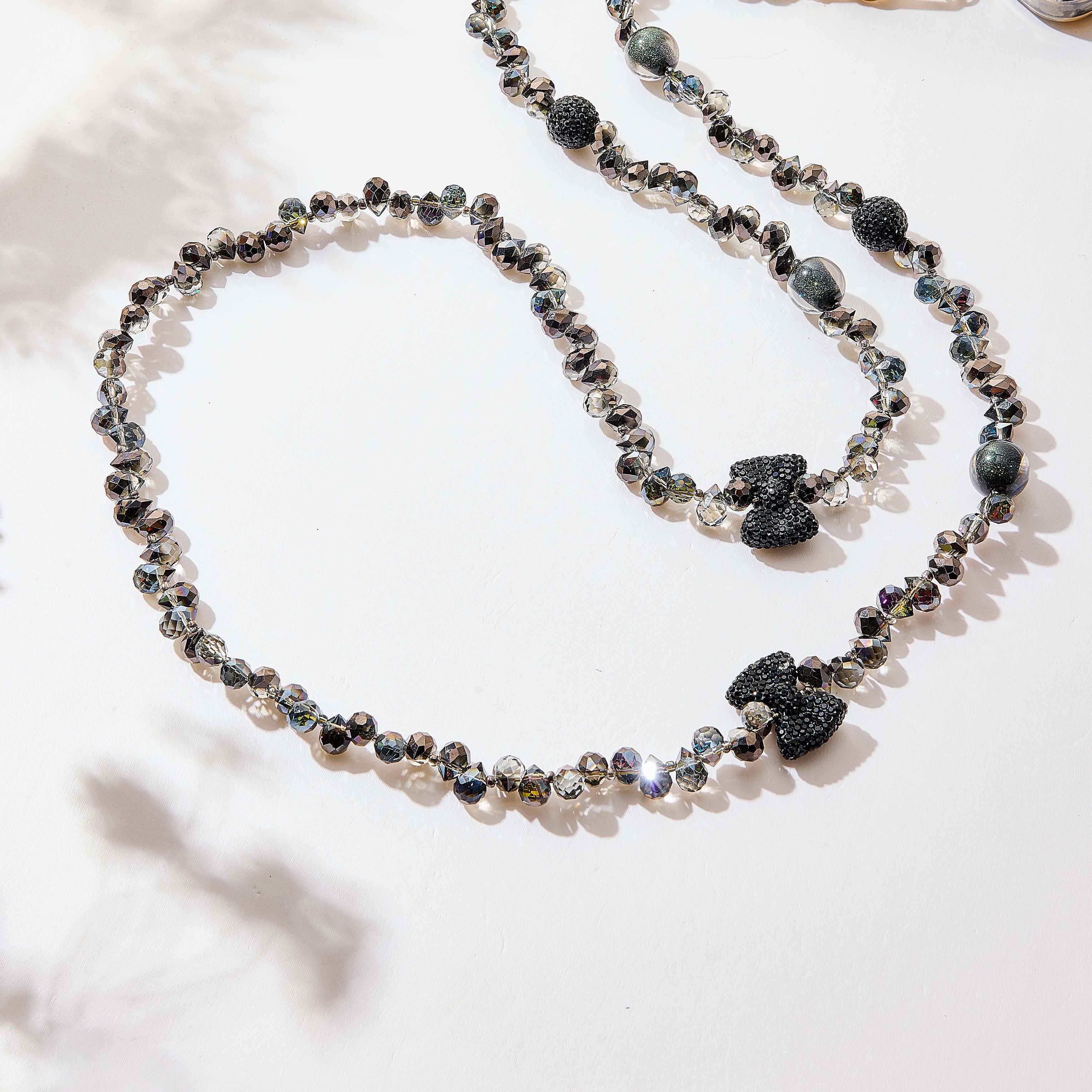 Black Bow Beaded Crystal Crossbody Lanyard PC5629