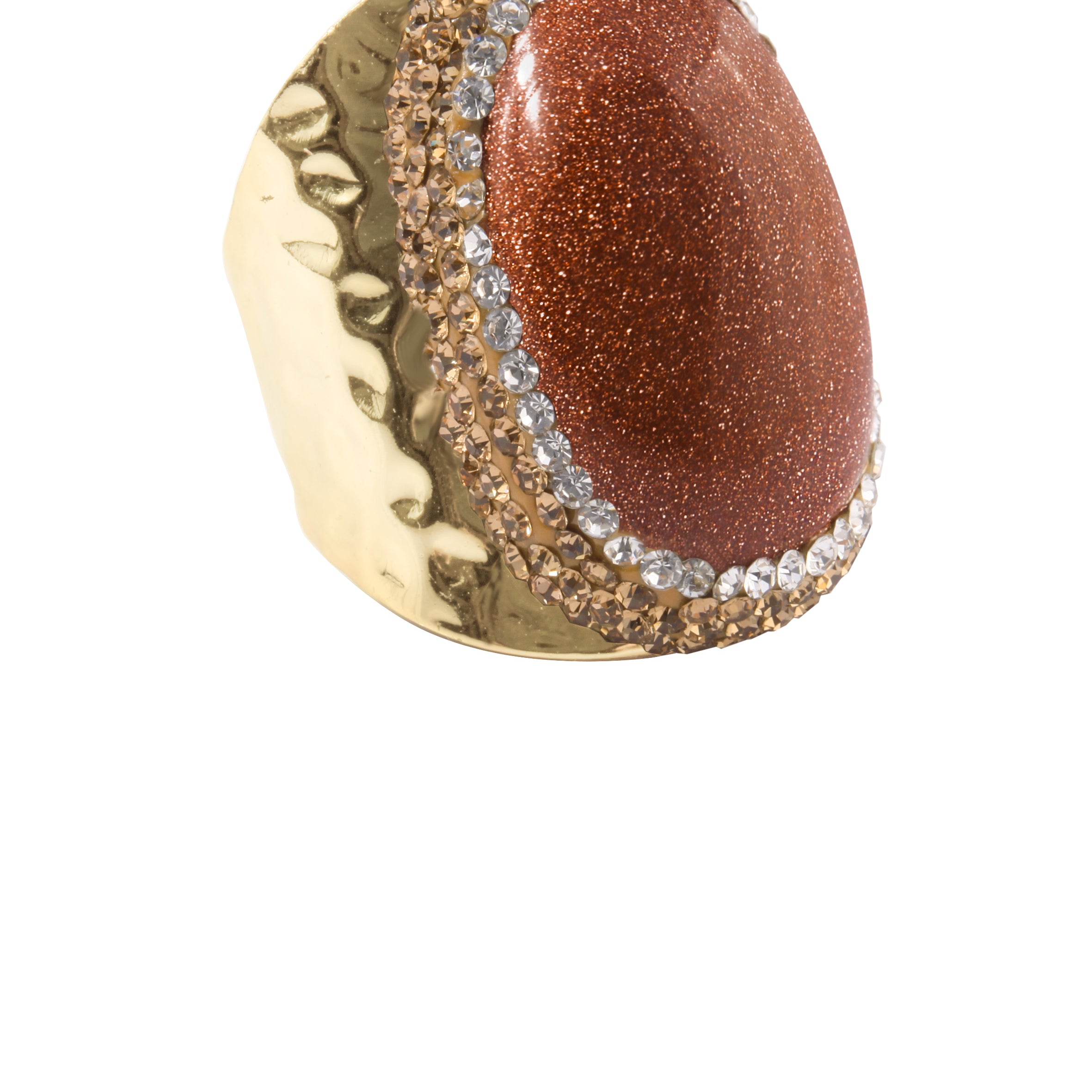 Gold Sand Stone Metal Rings R1531