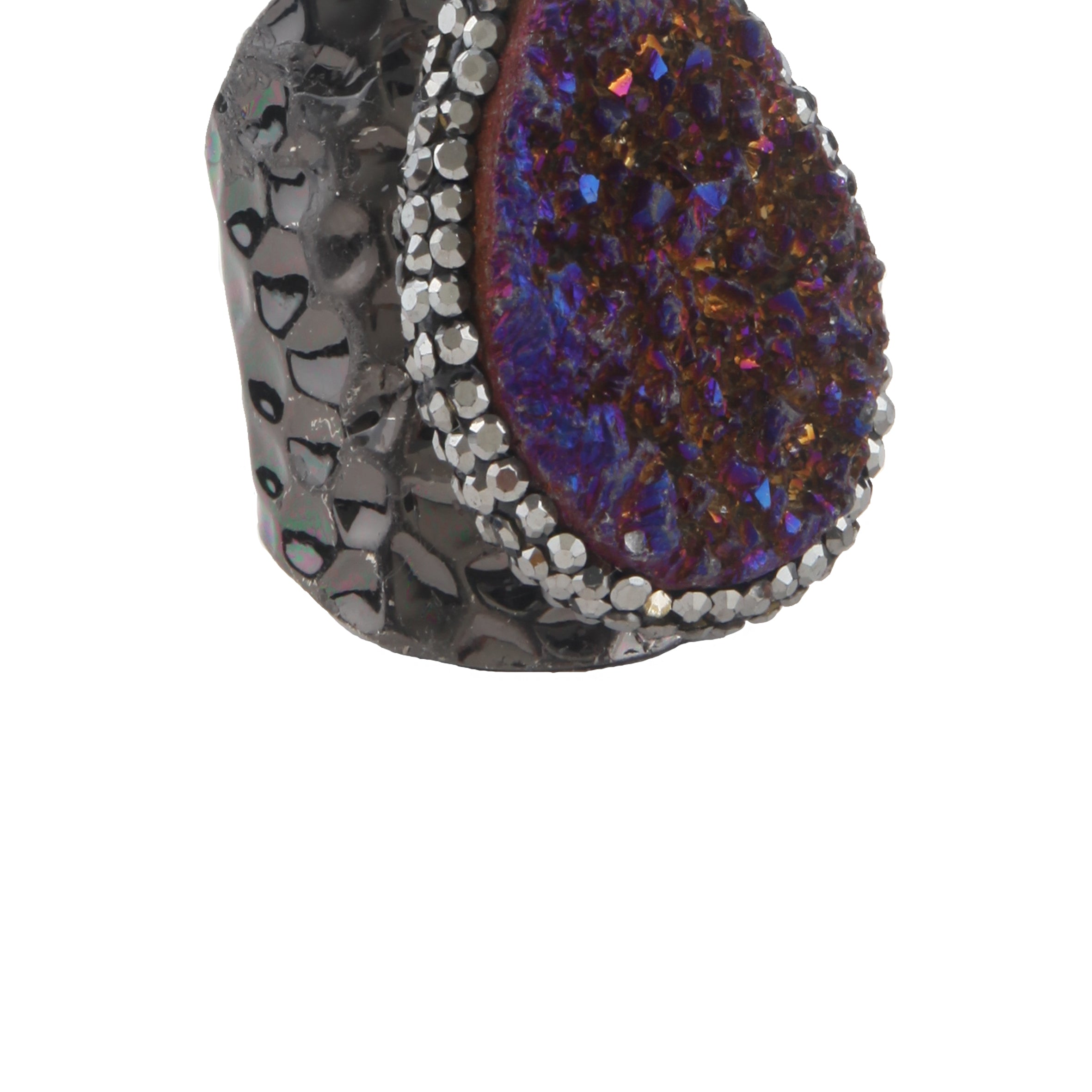Plated Druzy Cuff Ring R1569