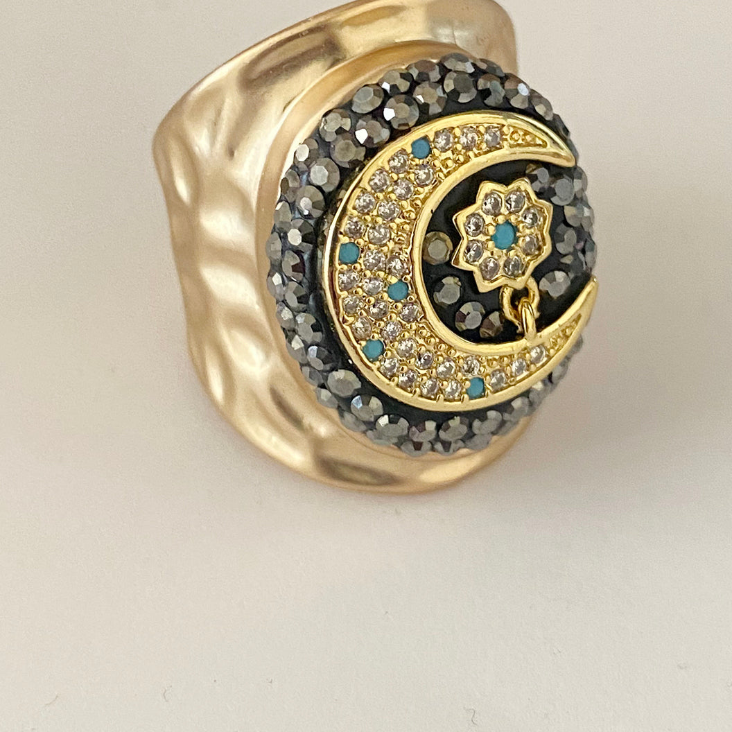 Moon Zircon Alloy Rings R1674