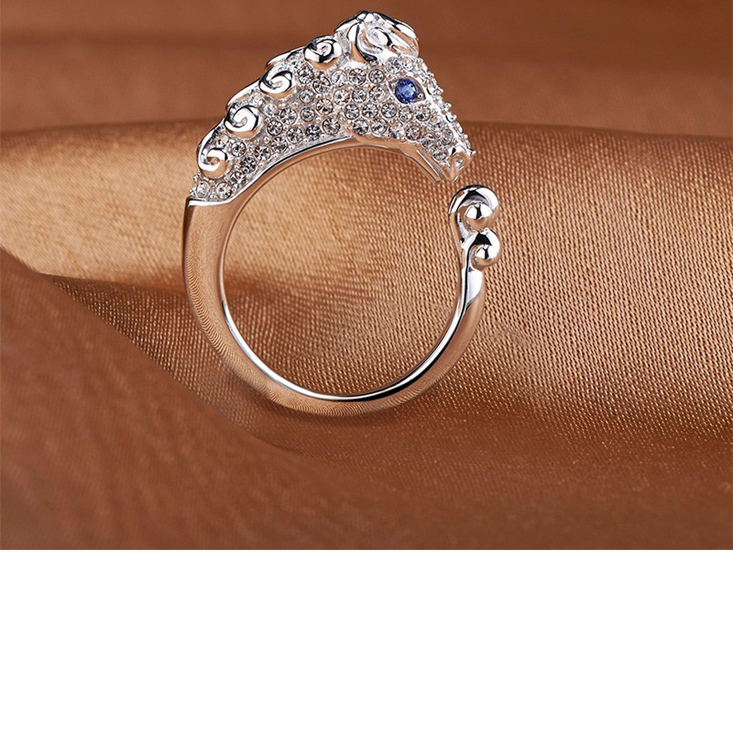 Horse Rhinestone 925 Silver Rings R2293