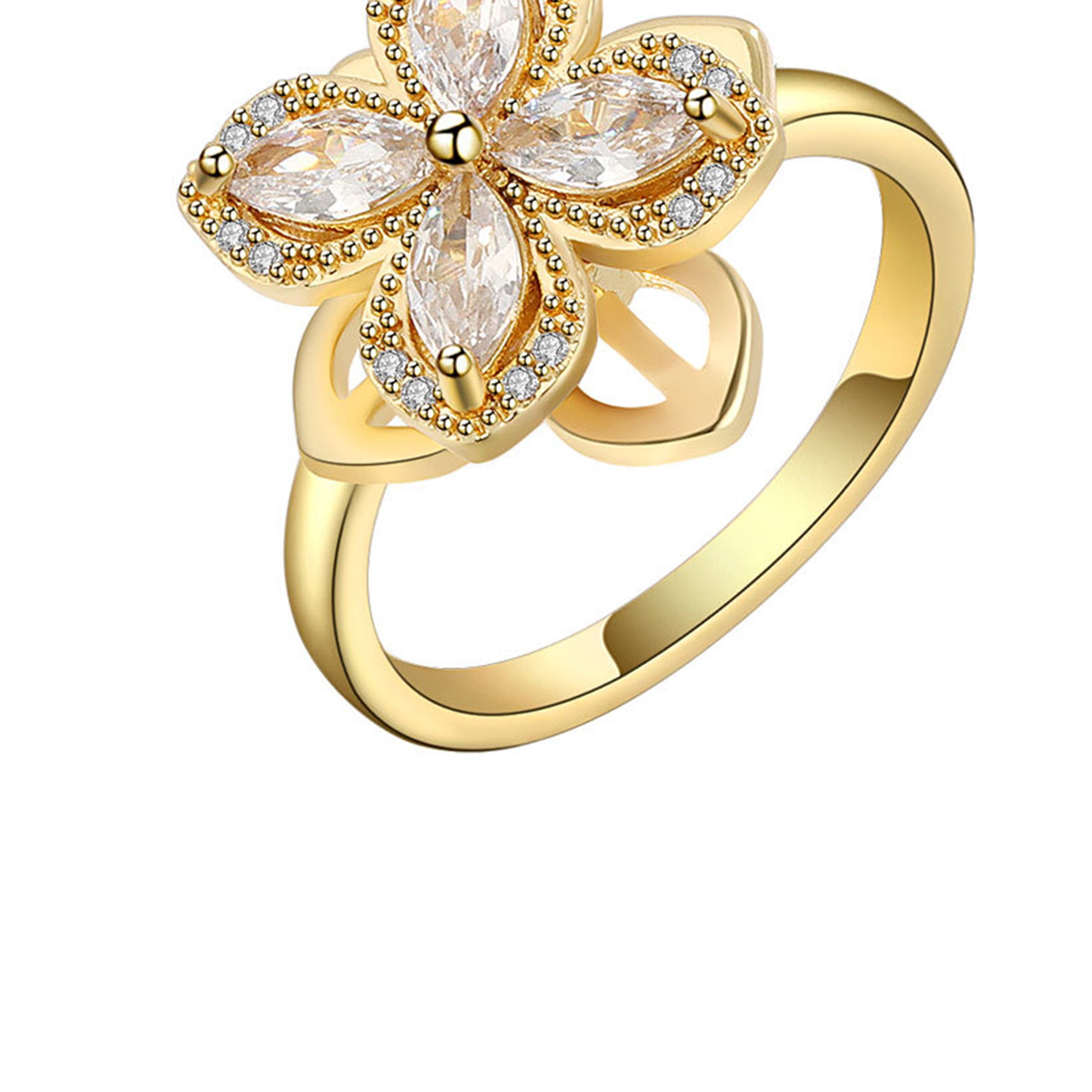 Flower Rhinestone Ring R2386