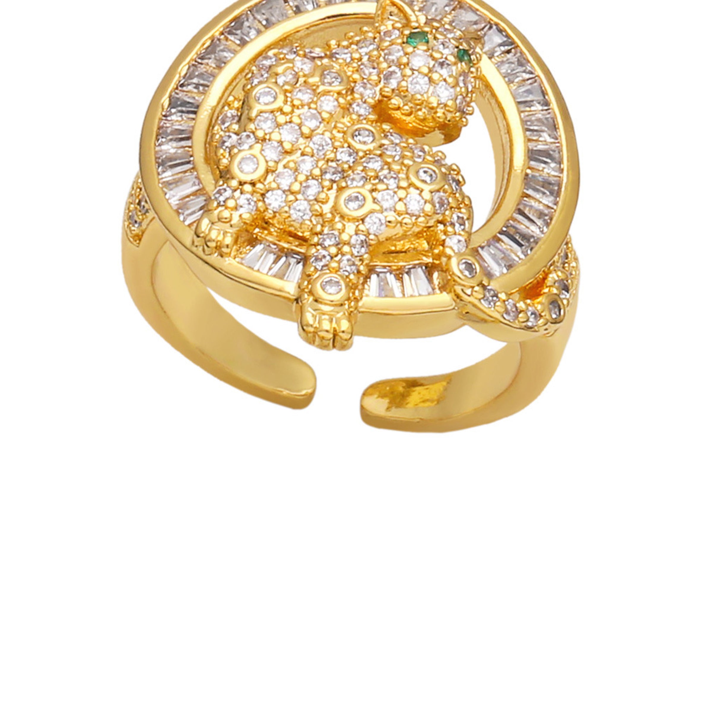 Anillos de circonita cúbica con círculo de leopardo R2450