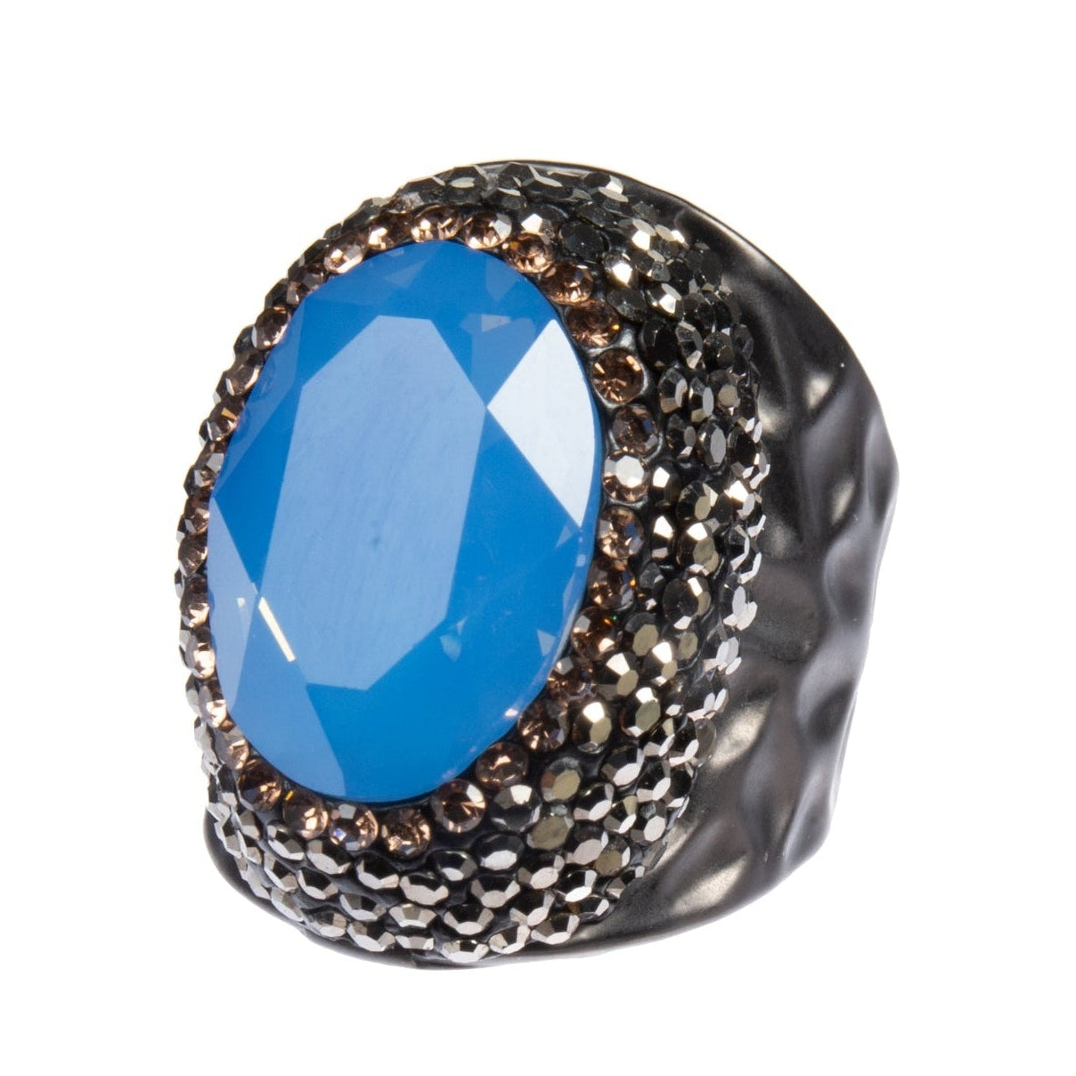 Opal Rhinestone Alloy Rings R2531 - Blue Opal