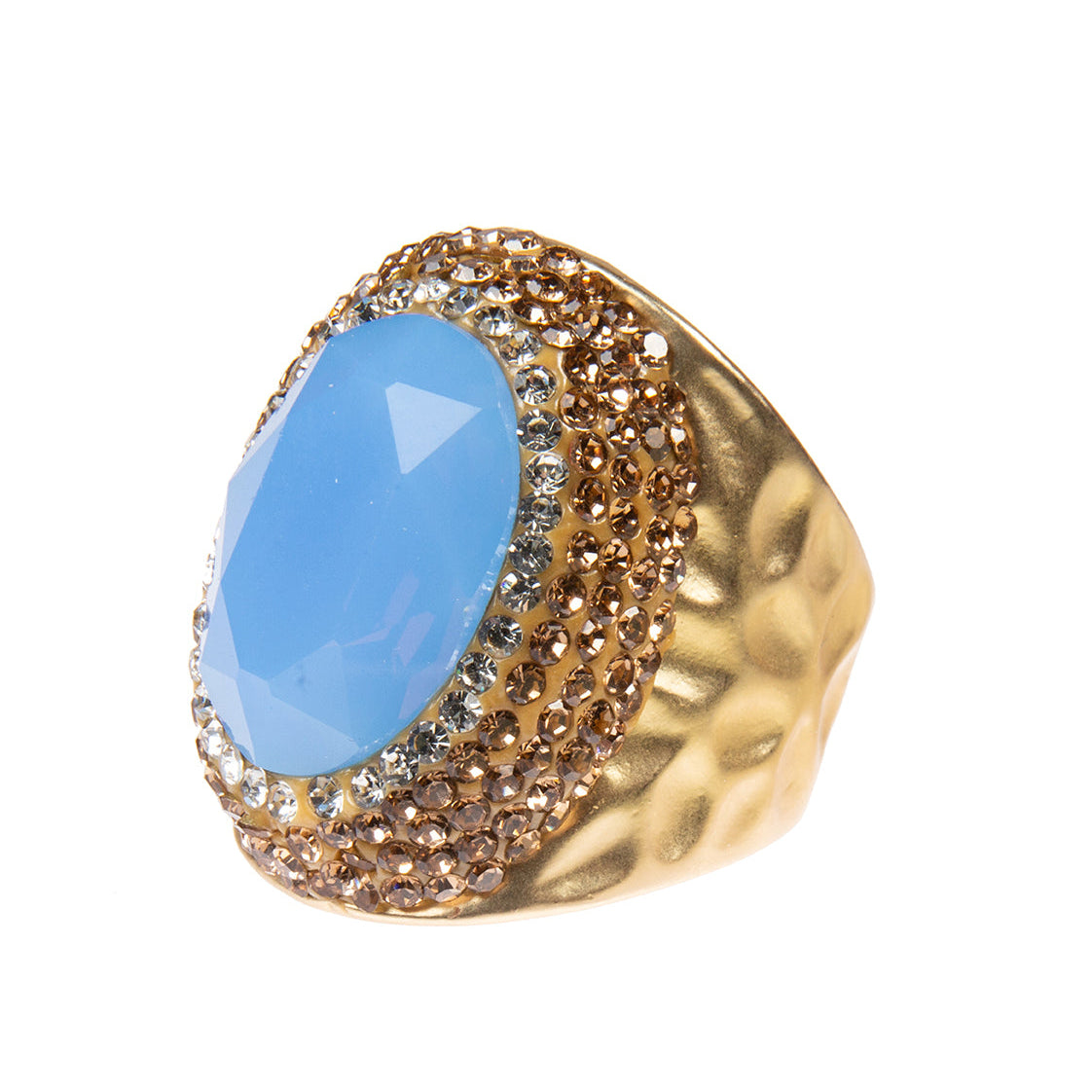 Opal Rhinestone Alloy Rings R2531 - Blue Opal