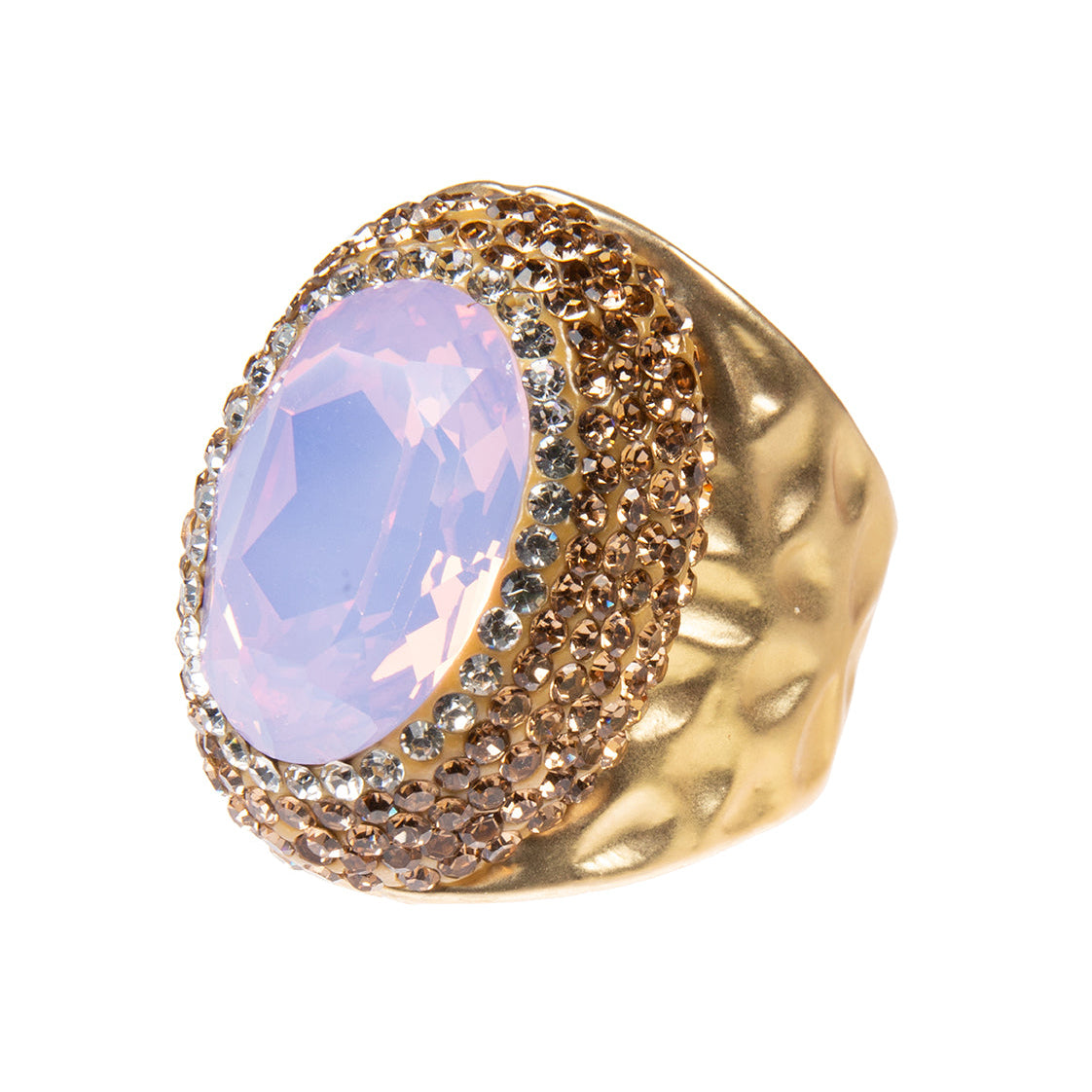 Opal Rhinestone Alloy Rings R2531 - Pink Opal