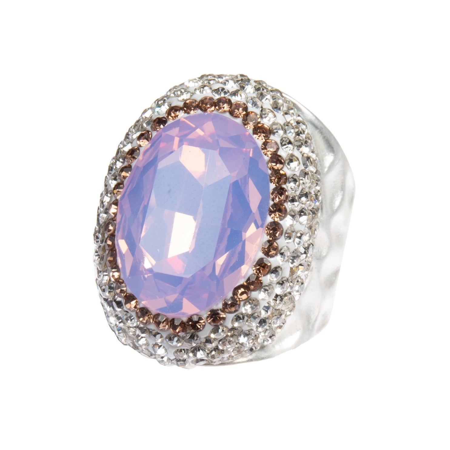 Opal Rhinestone Alloy Rings R2531 - Pink Opal